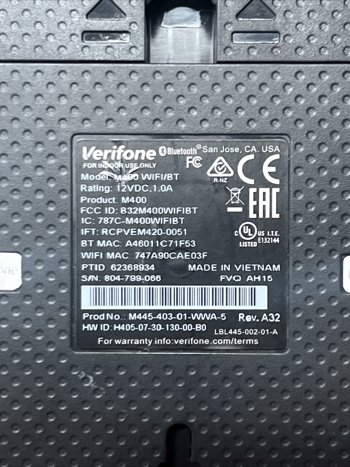 Verifone M400 WIFI/BT Credit Card Payment Terminal