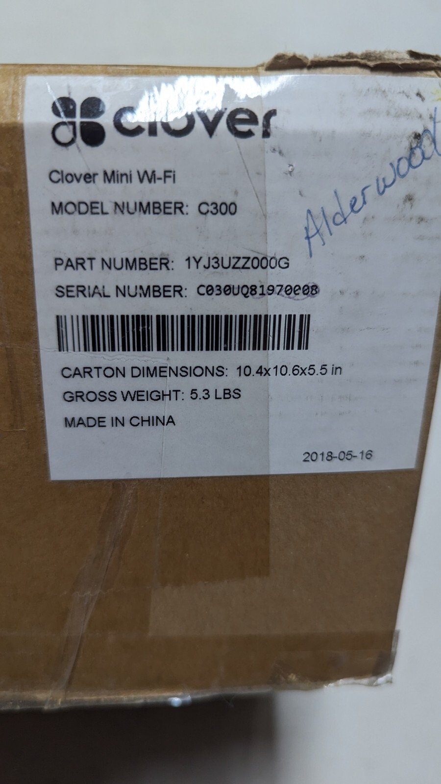 Clover Mini Wi-Fi Point of Sale System Model: C300 Untested