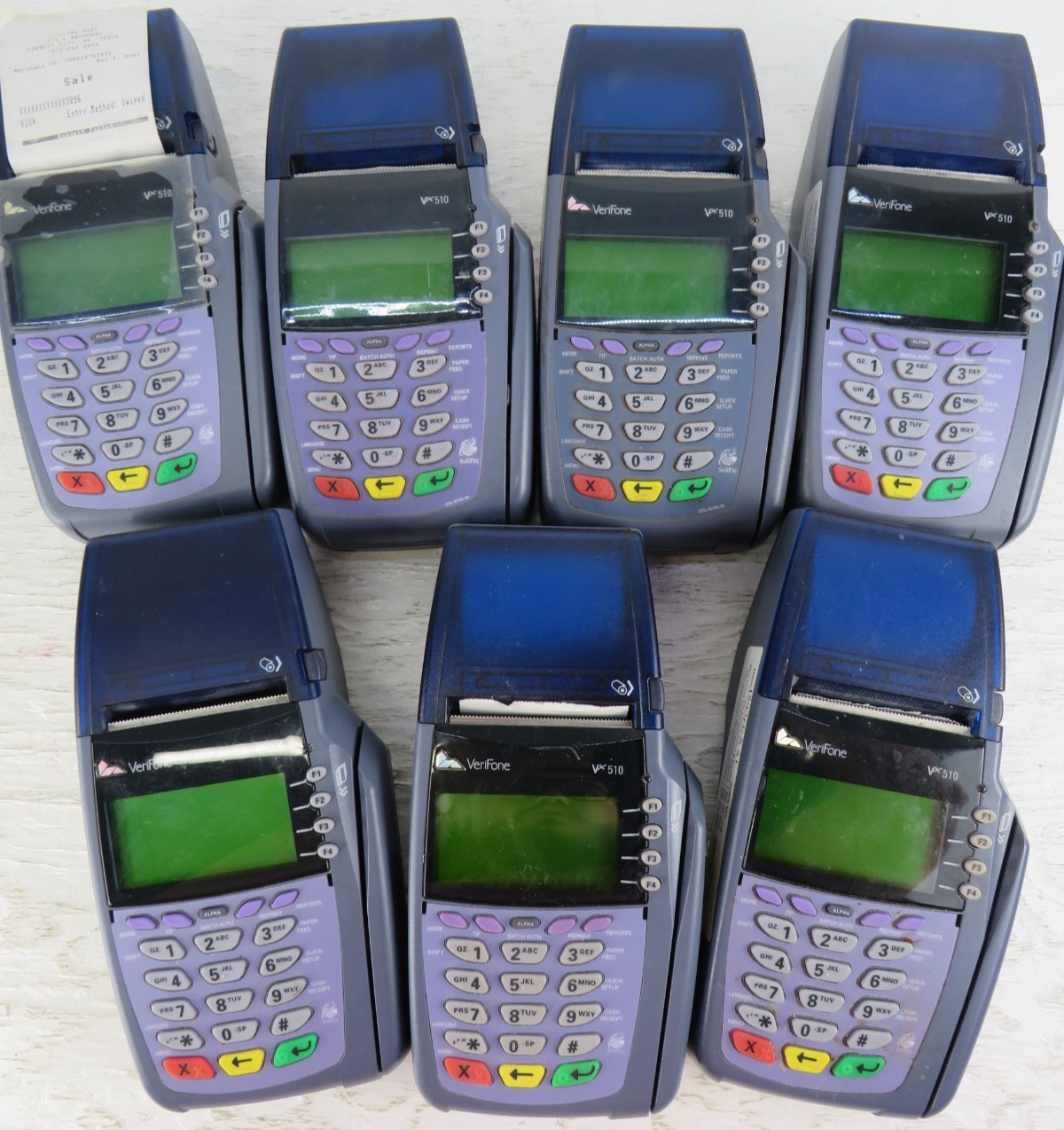 Lot of 7 VeriFone VX510 Credit Card Terminals Mixed Condition as is No Cords