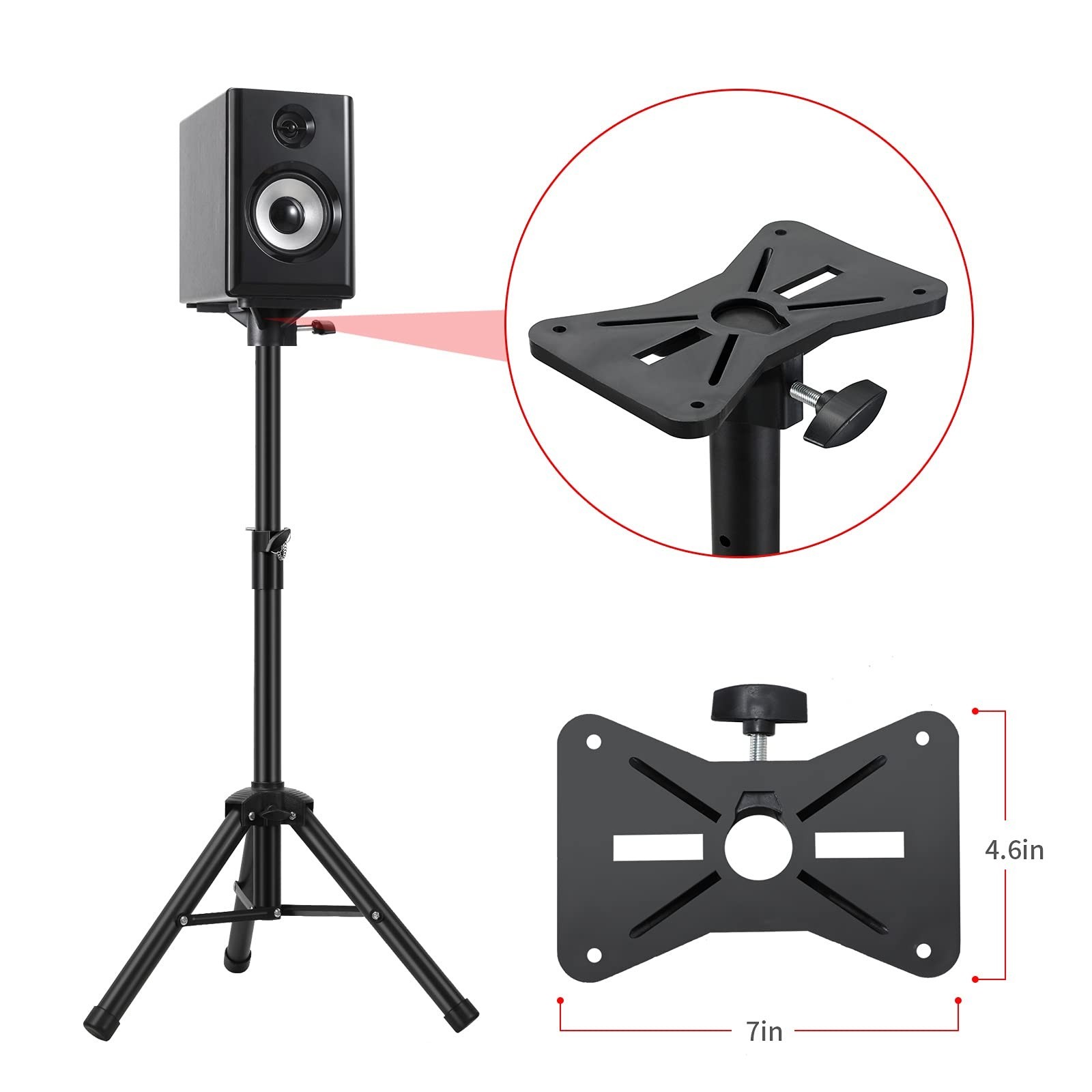 Heavy Duty PA & DJ Speaker Stand – Adjustable Height 30″ to 44″ Steel, Carry …