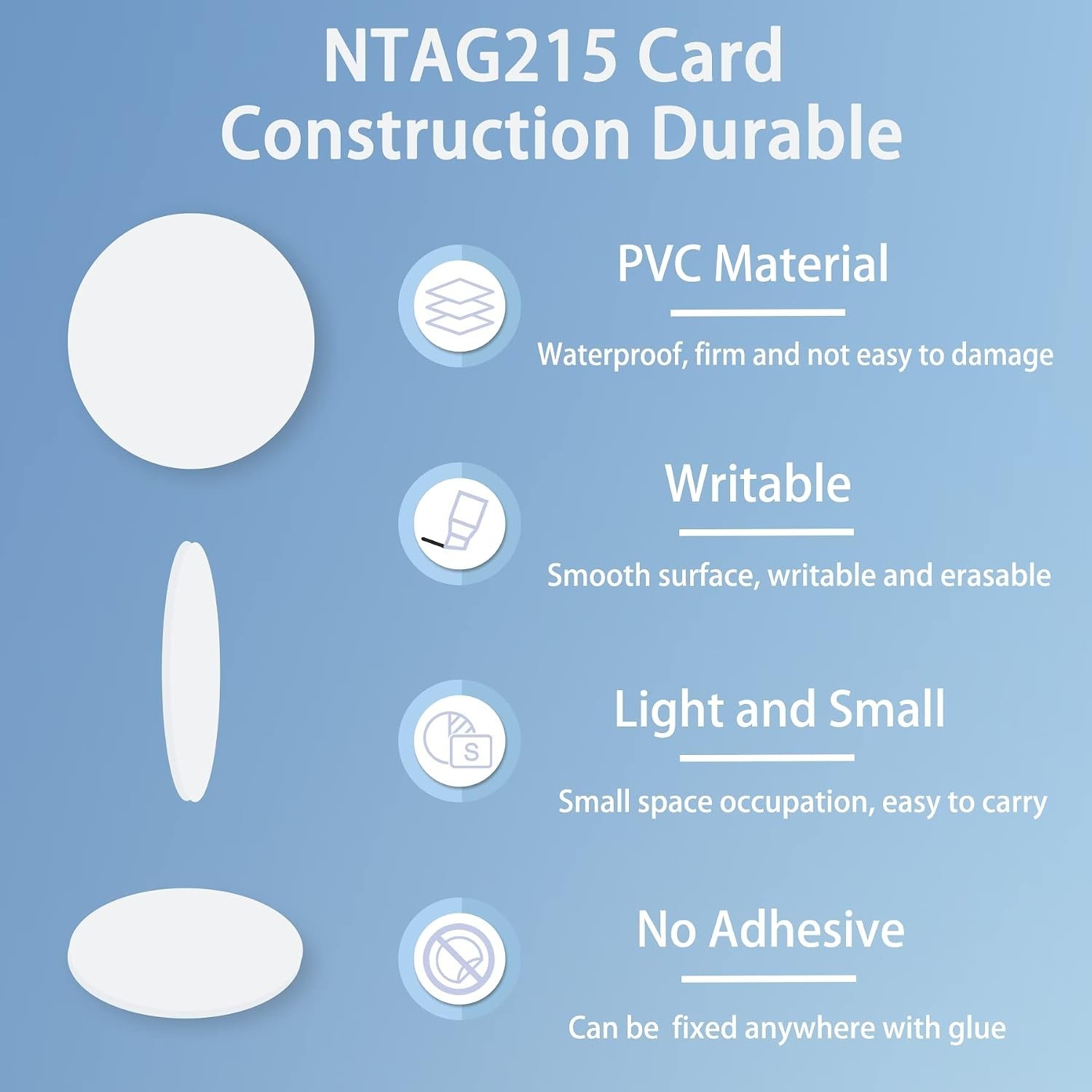 Durable Blank NFC Tags 50pcs – Waterproof 25mm Round Chips Compatible with TagMo