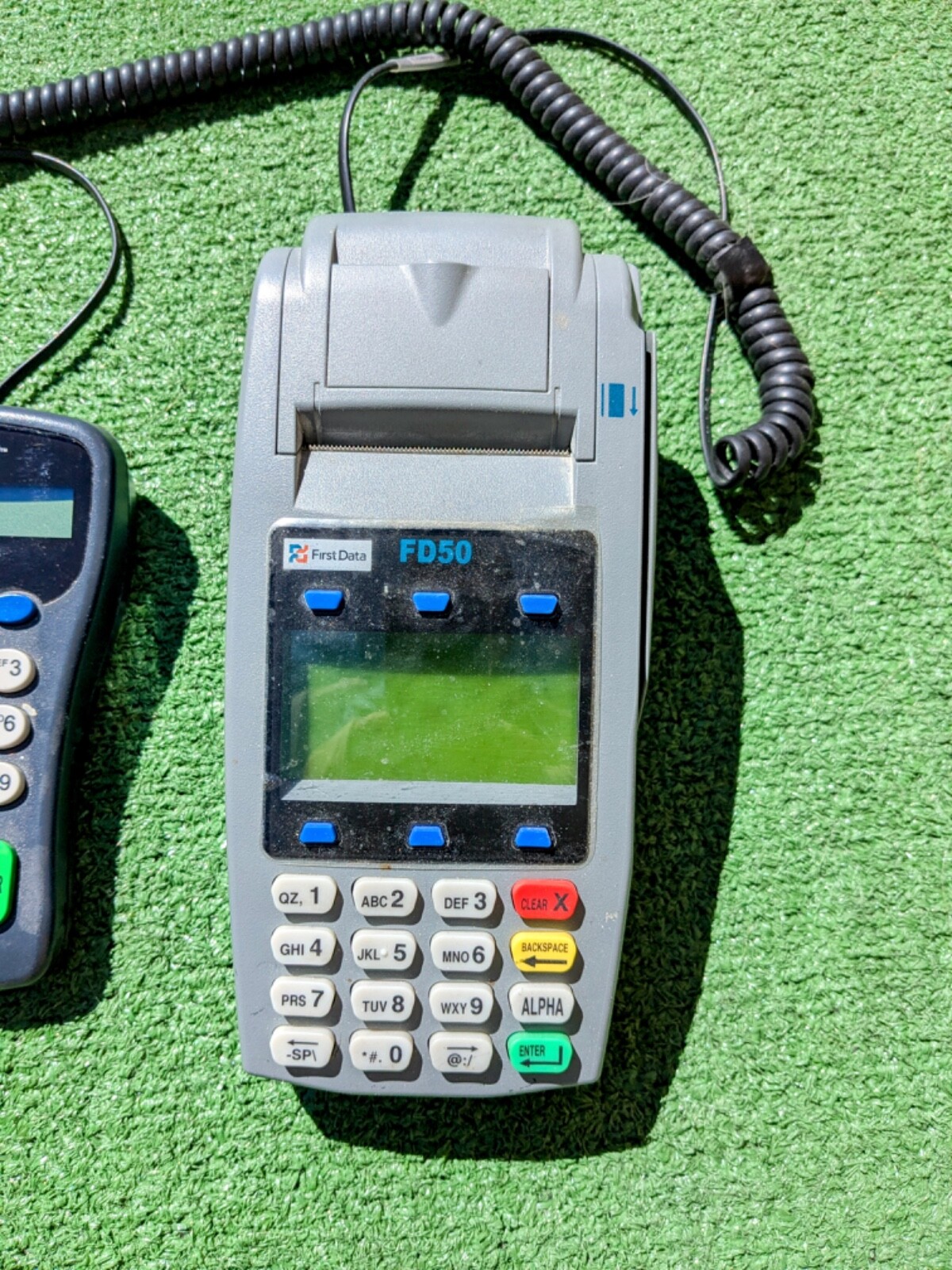 First Data POS FD50 Credit Debit Card Terminal+FD-10 Pin Pad Set NO Power Cord