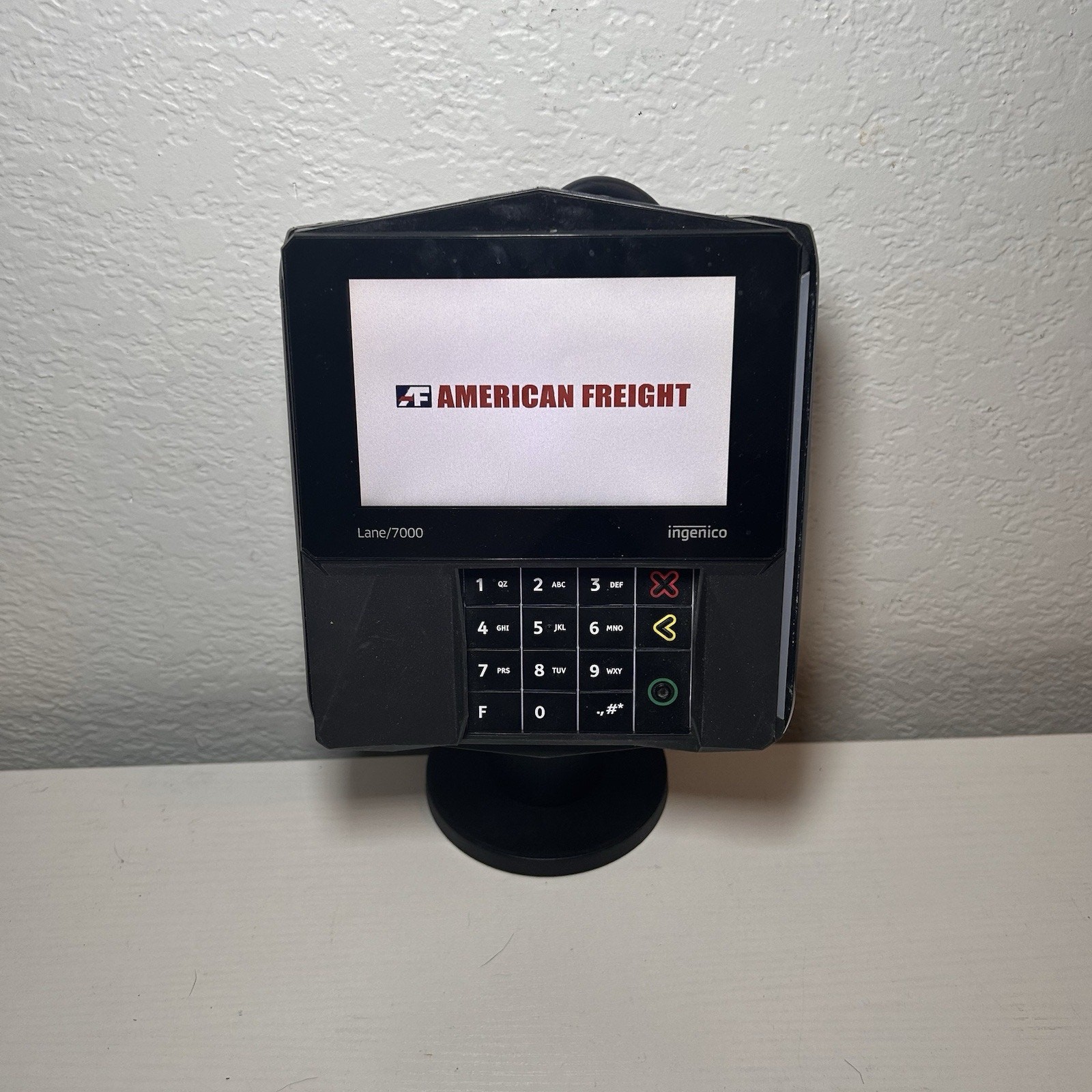 ingenico Lane/7000 Credit Card Terminal w/ USB Cable, Power Supply, And Stand