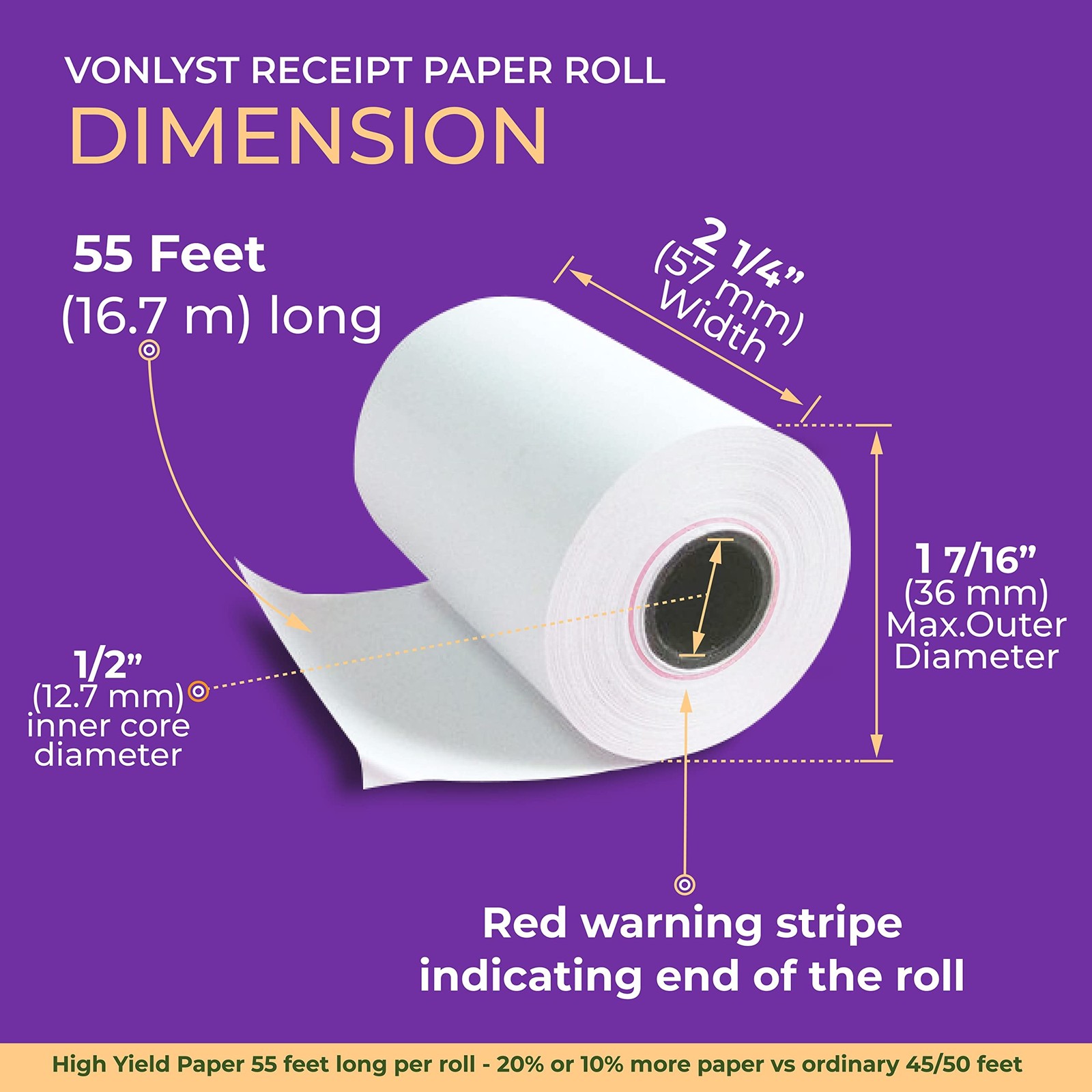Thermal Paper Roll 2 1/4 x 55 for Verifone Vx520 Ingenico ICT220 ICT250 FD400…