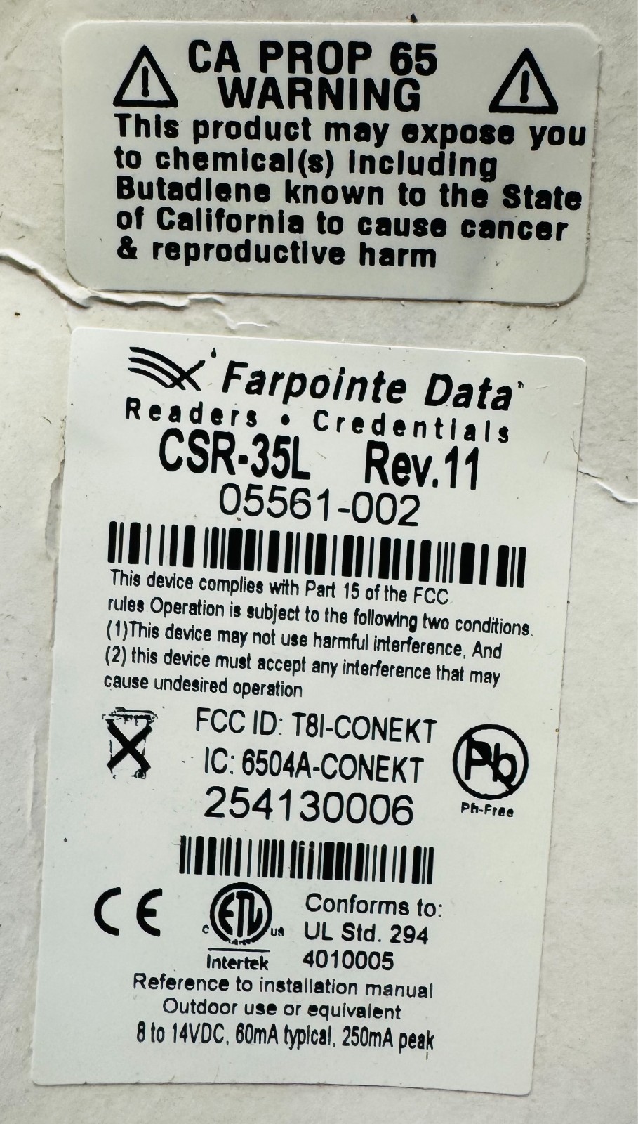 CSR-35L Farpointe Data Contactless Smartcard Card Reader Black Rev. 11 ⭐NEW⭐