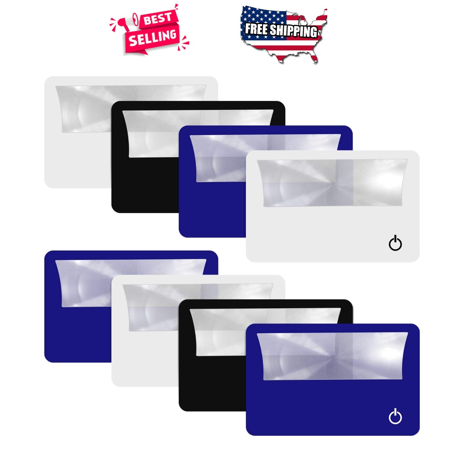 Credit Card Magnifier 8 Pack LED Pocket Magnifying Glass 3X Wallet Size Black…