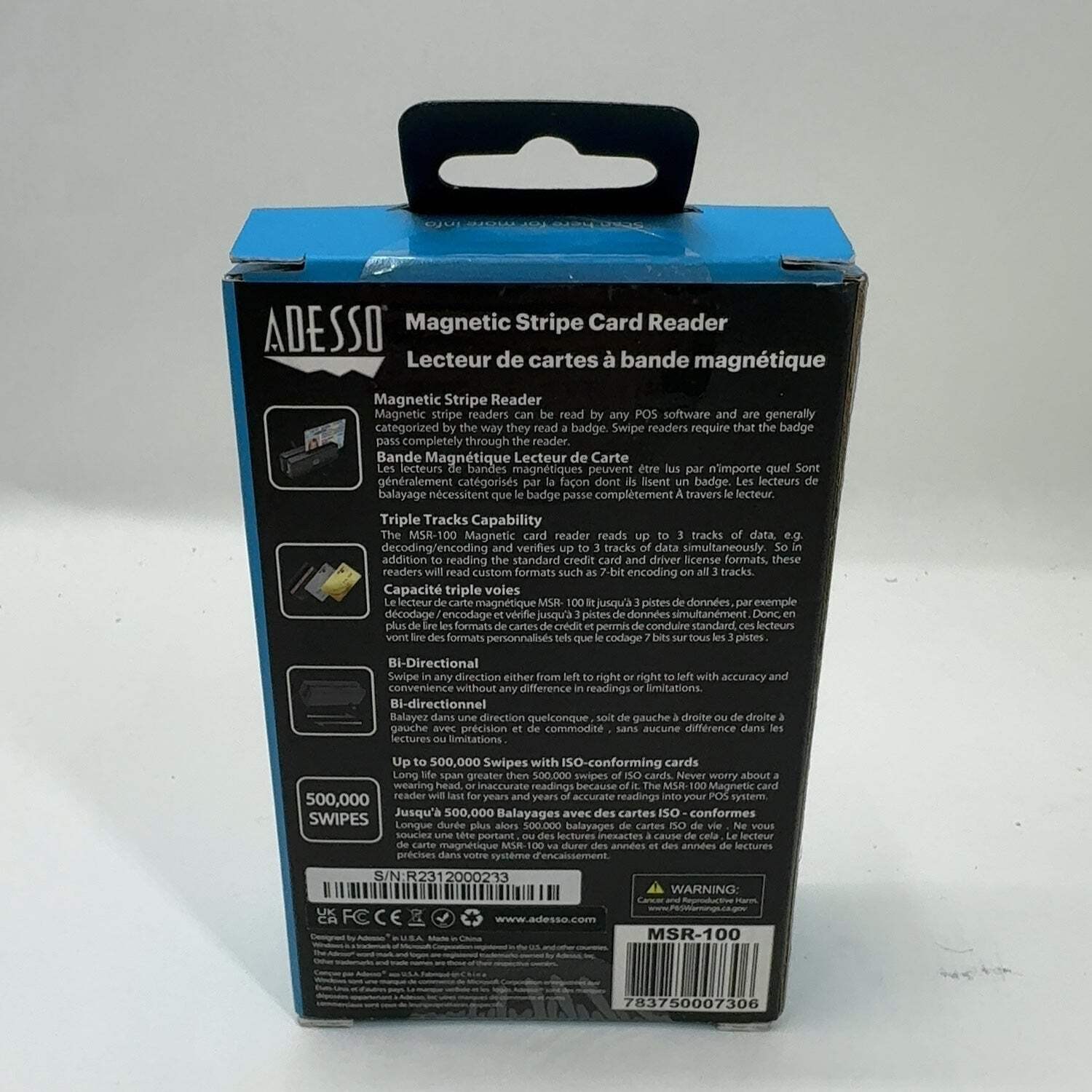 New Adesso Magnetic Stripe Card Reader MSR-100