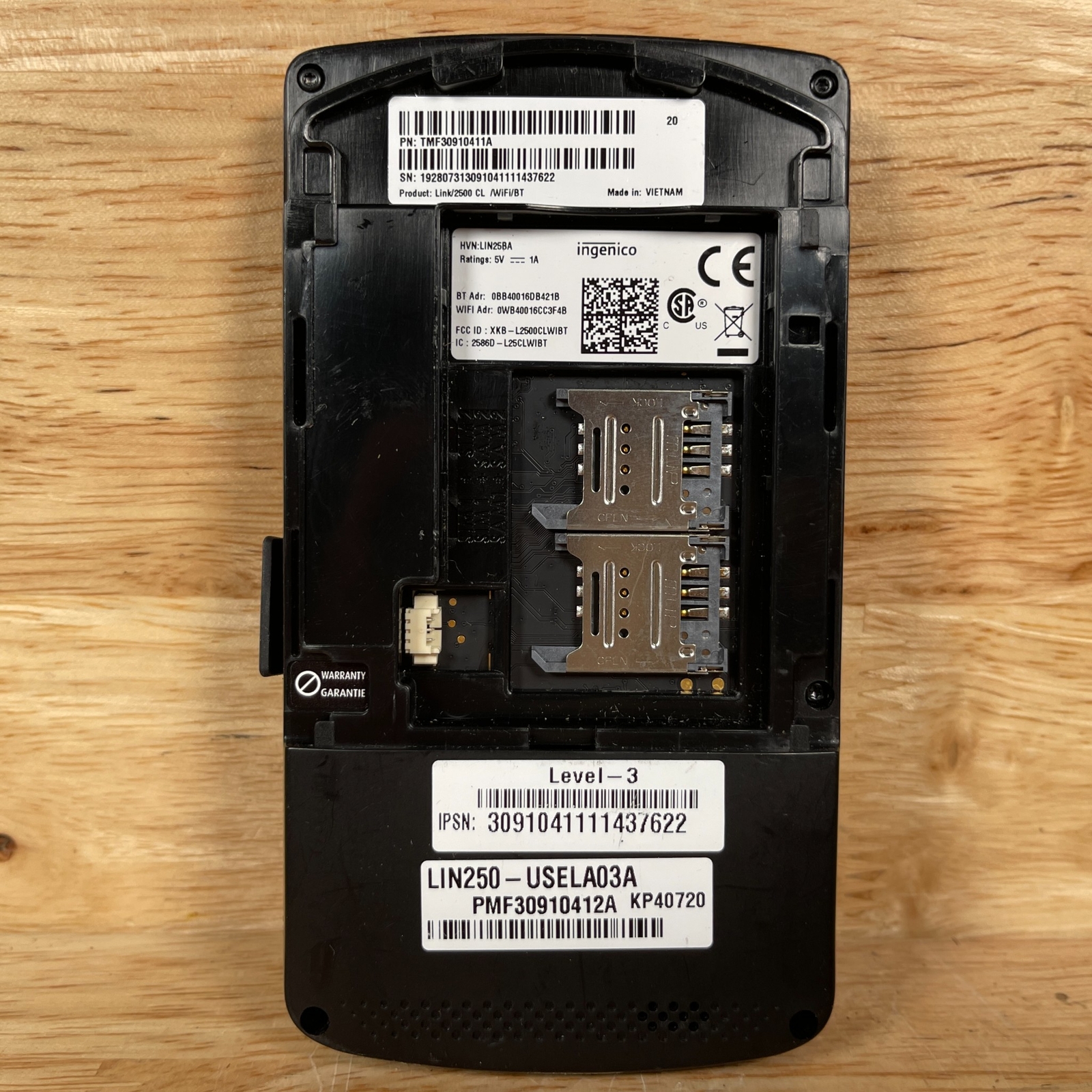 Ingenico Link/2500 2.4’’ Color Display Bluetooth Credit Card Terminal For Parts