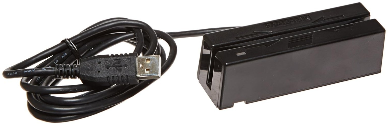 Black Dual-Head Magnetic Stripe Reader with LED Status – Perfect for Retail