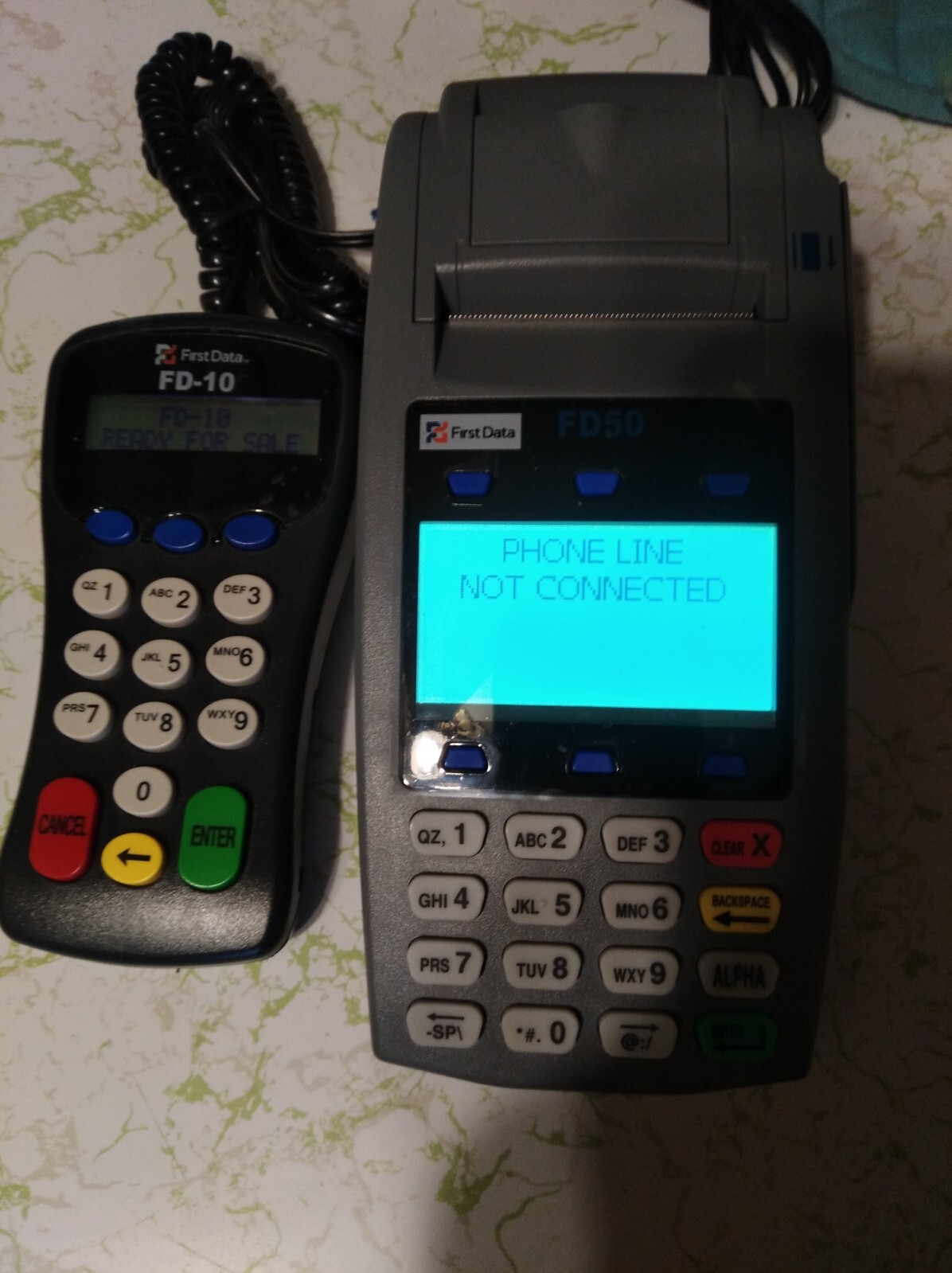 First Data FD50 Credit/Debit Card Reader Processor & FD10 Pinpad And Cables Used