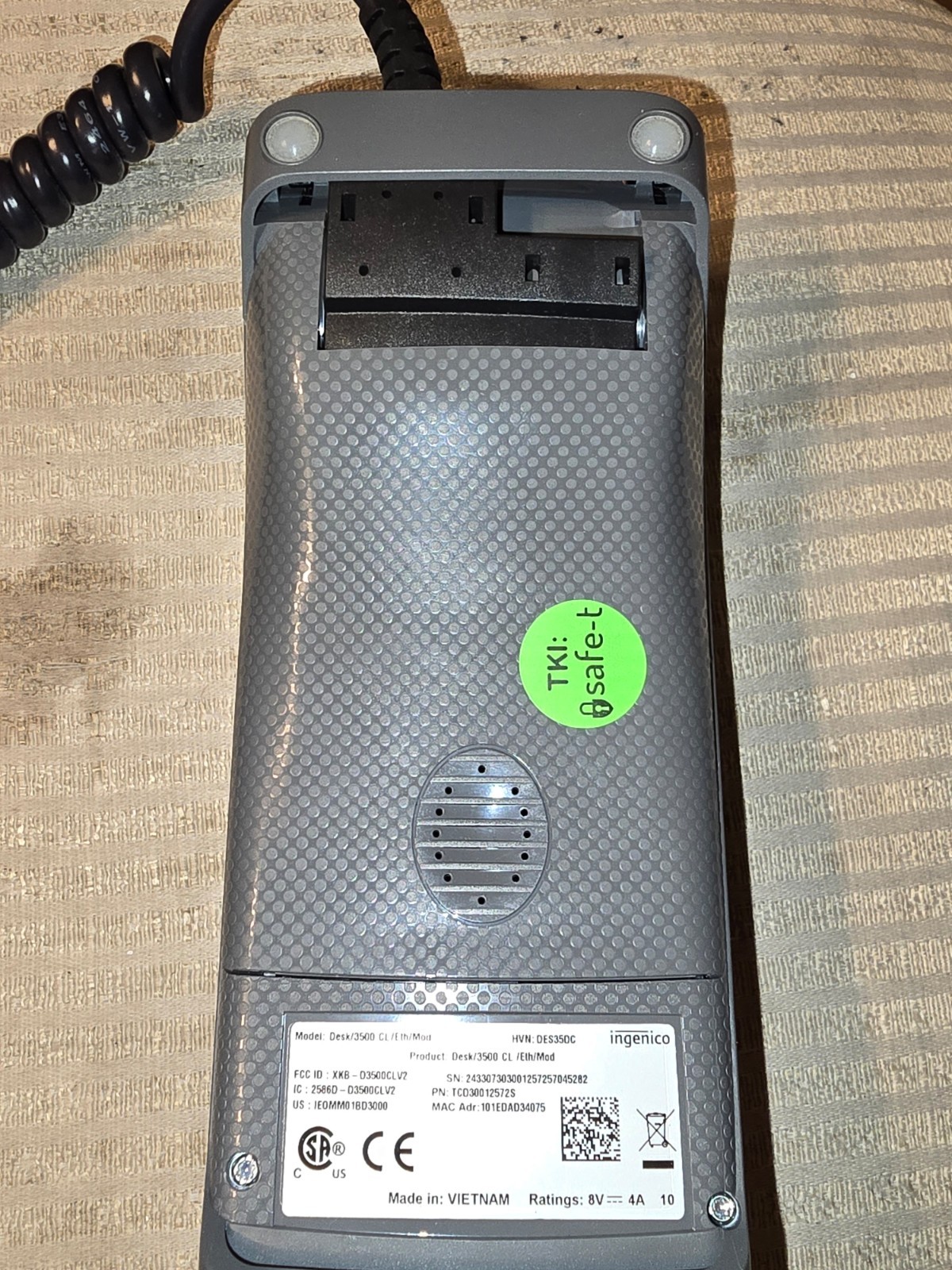 Ingenico Desk/3500 Payment Terminal – Card Reader, Chip & PIN, Used