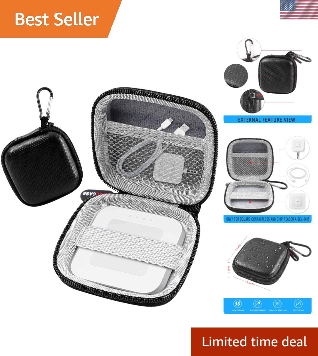 Durable Chip Card Reader Case with Carabiner – Ideal for EMV & Contactless Cards