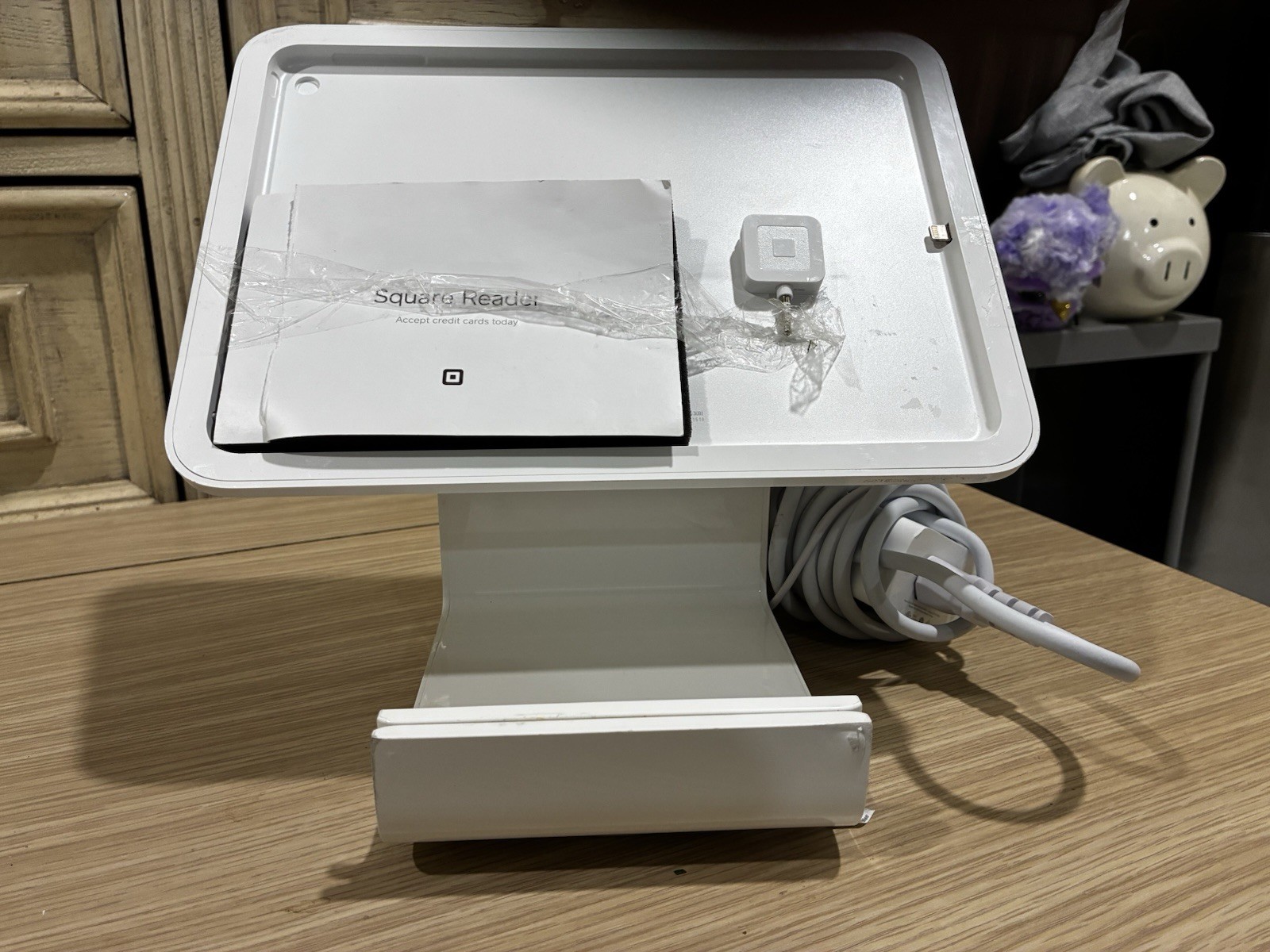 Square Stand for iPad – P.O.S System w/ Power Adapter & Cables, and CC Reader