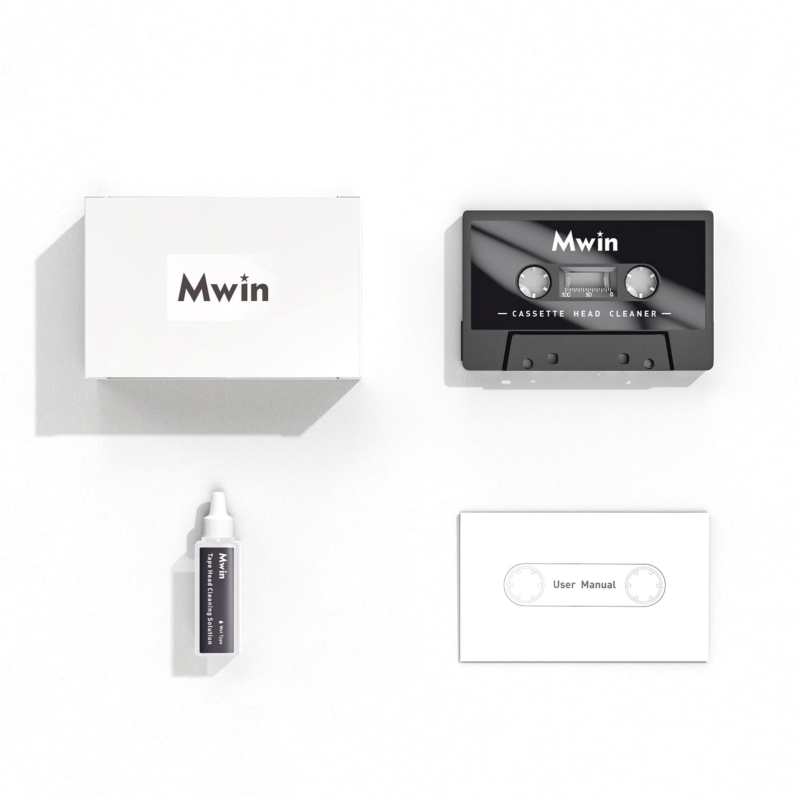 Mwin Audio Cassette Head Cleaner Tape w/ 1 Cleaning Fluids Care Wet…