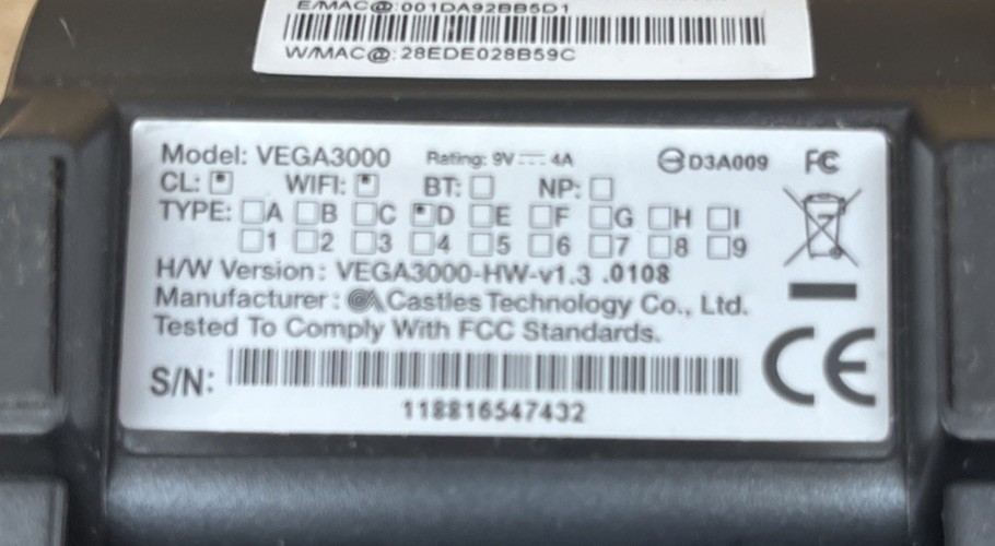 Dejavoo Z9 VEGA3000 Magnetic POS Credit Card Terminal ** Lot of 6 ** PARTS ONLY