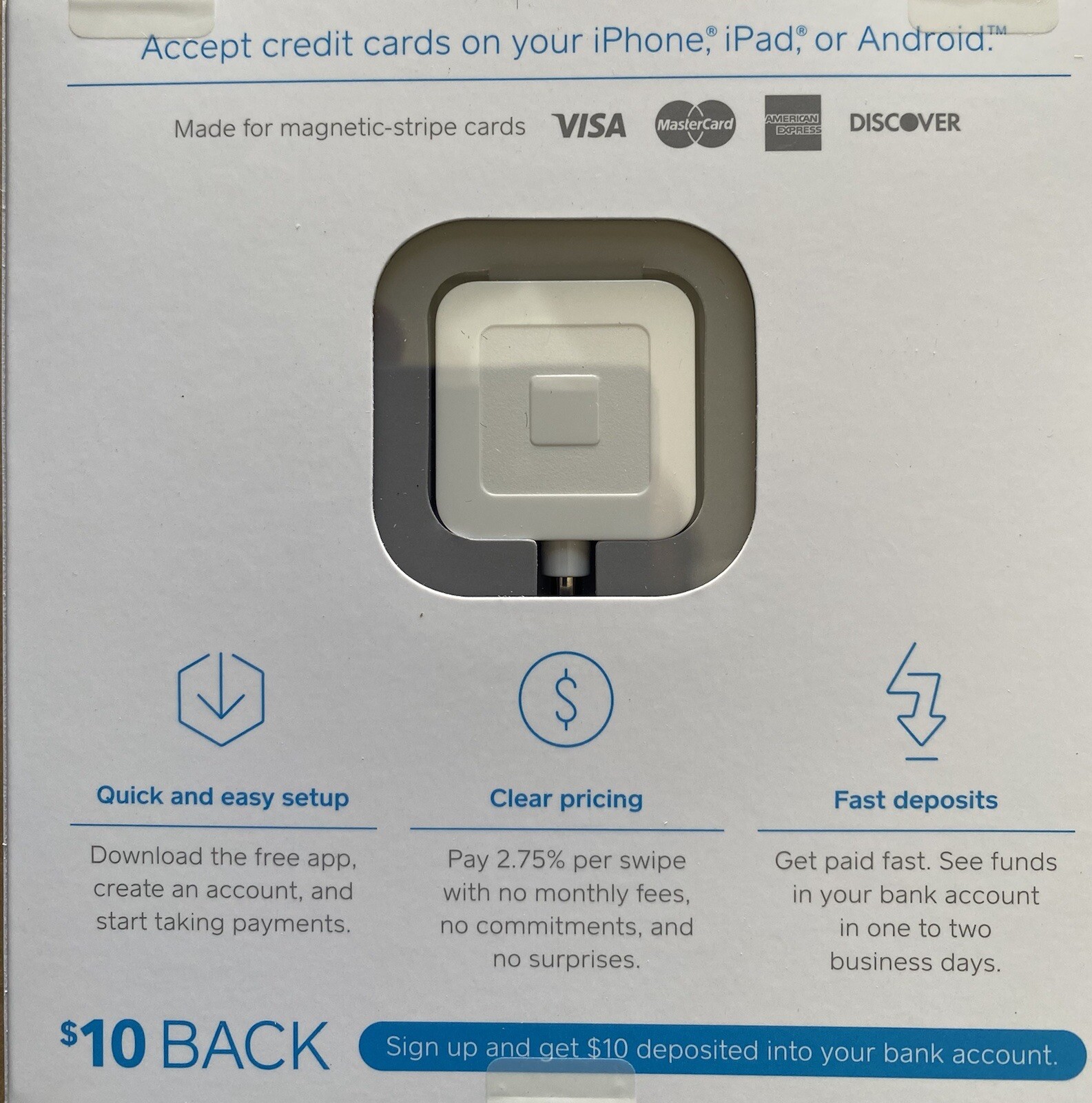 Square A-PKG-0206-01 Credit Debit Card Reader – White for Apple iPhone and…