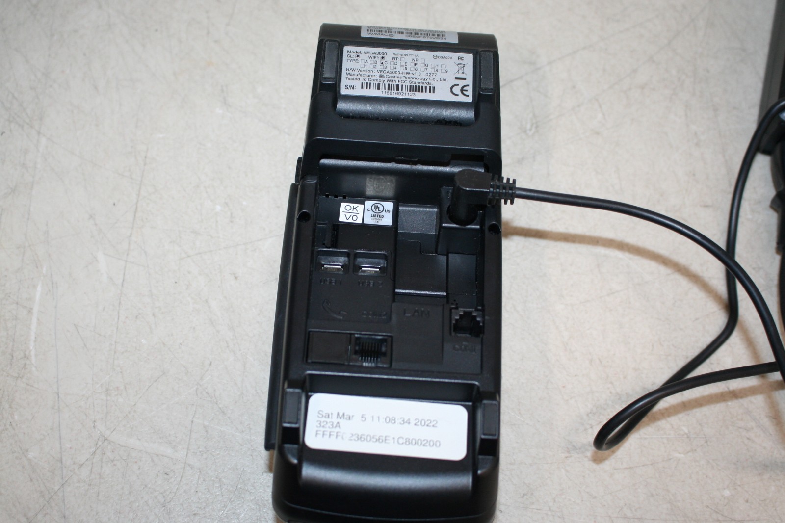 DEJAVOO Z8 – VEGA3000 Credit Card Payment Terminal Powers On- Untested