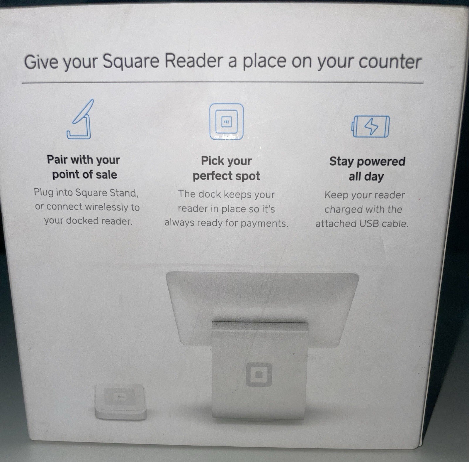 Square A-SKU-0120 Dock for Contactless Credit Card Reader DOCK & USB CORD IN BOX