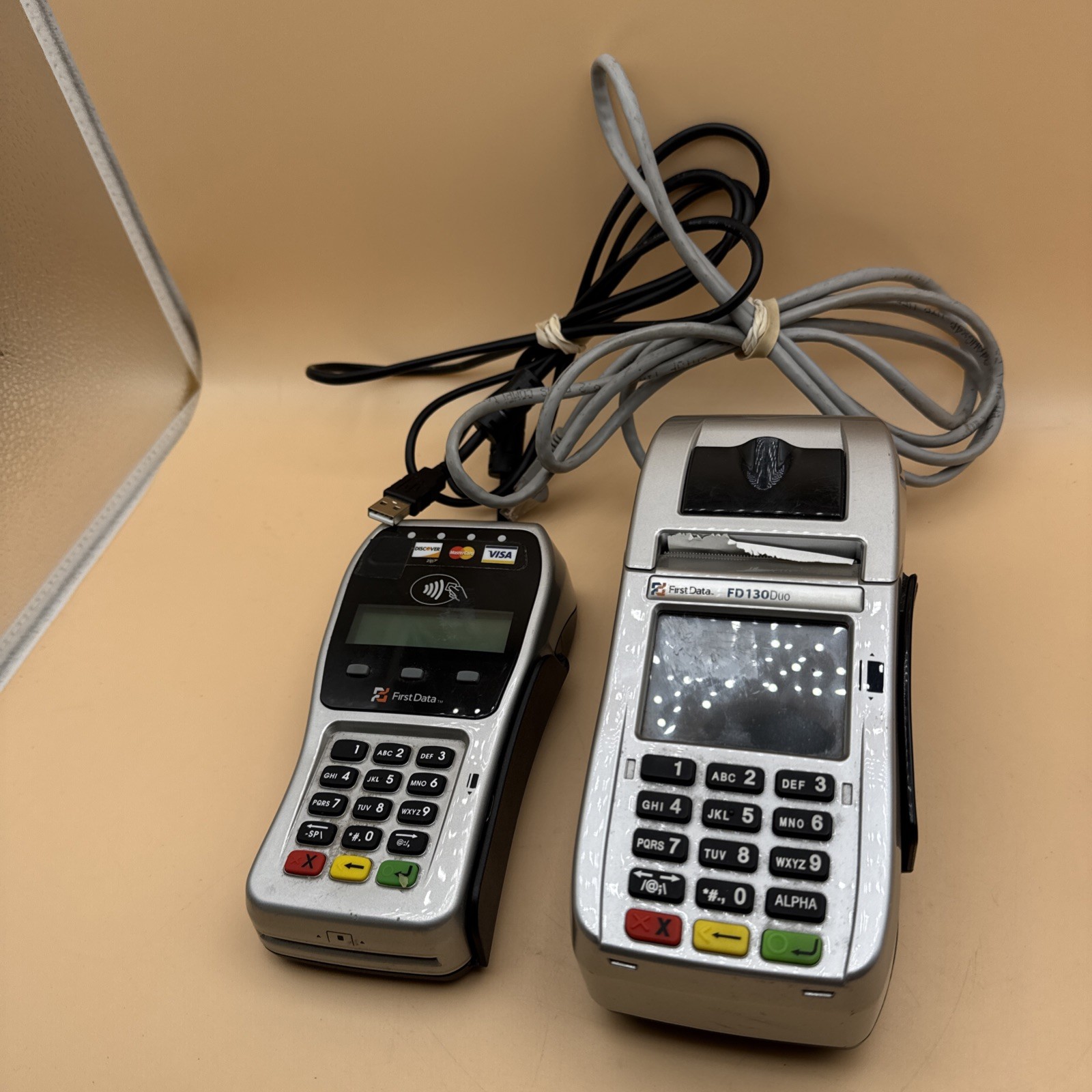 First Data FD130 Duo and FD-35 PIN Pad Credit Debit Card POS Terminal UNTESTED