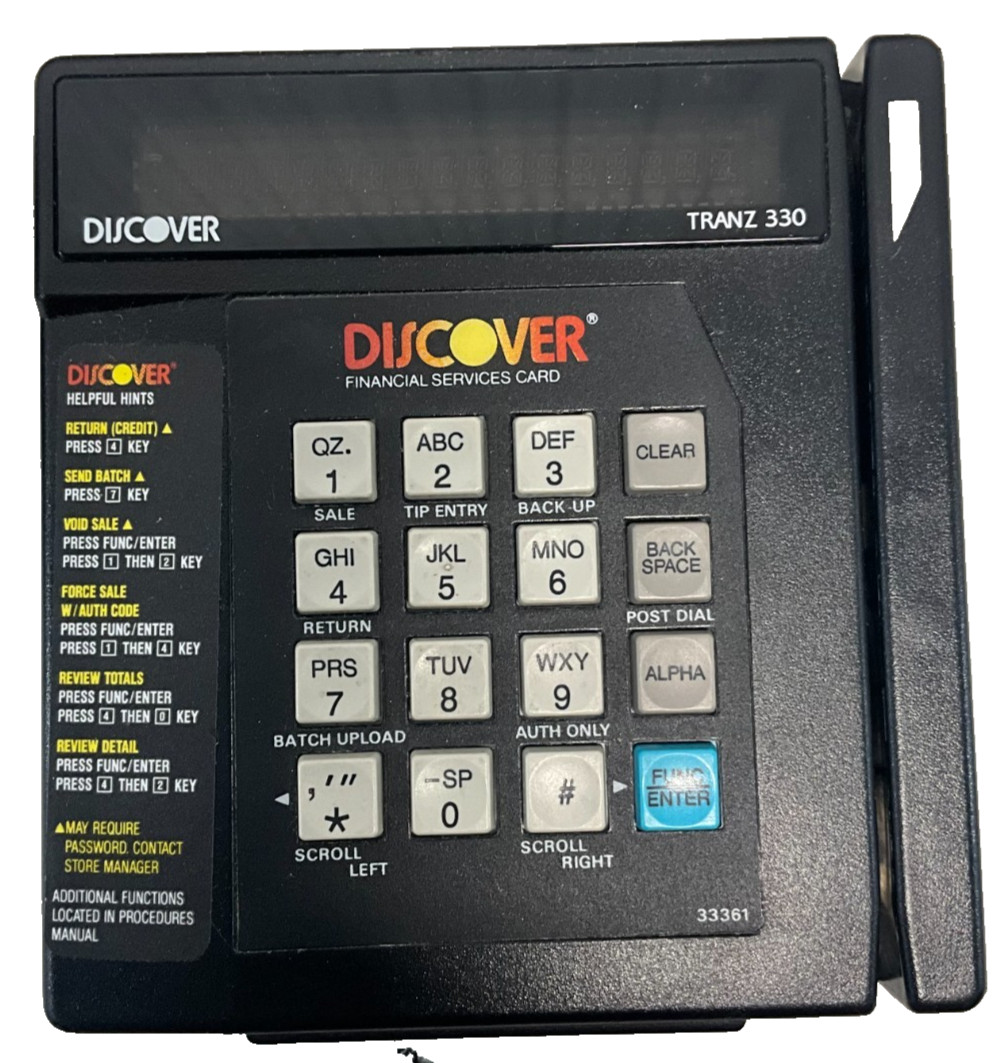 Vintage Discover Tranz 330 POS Credit Card Terminal & VeriFone Printer 250