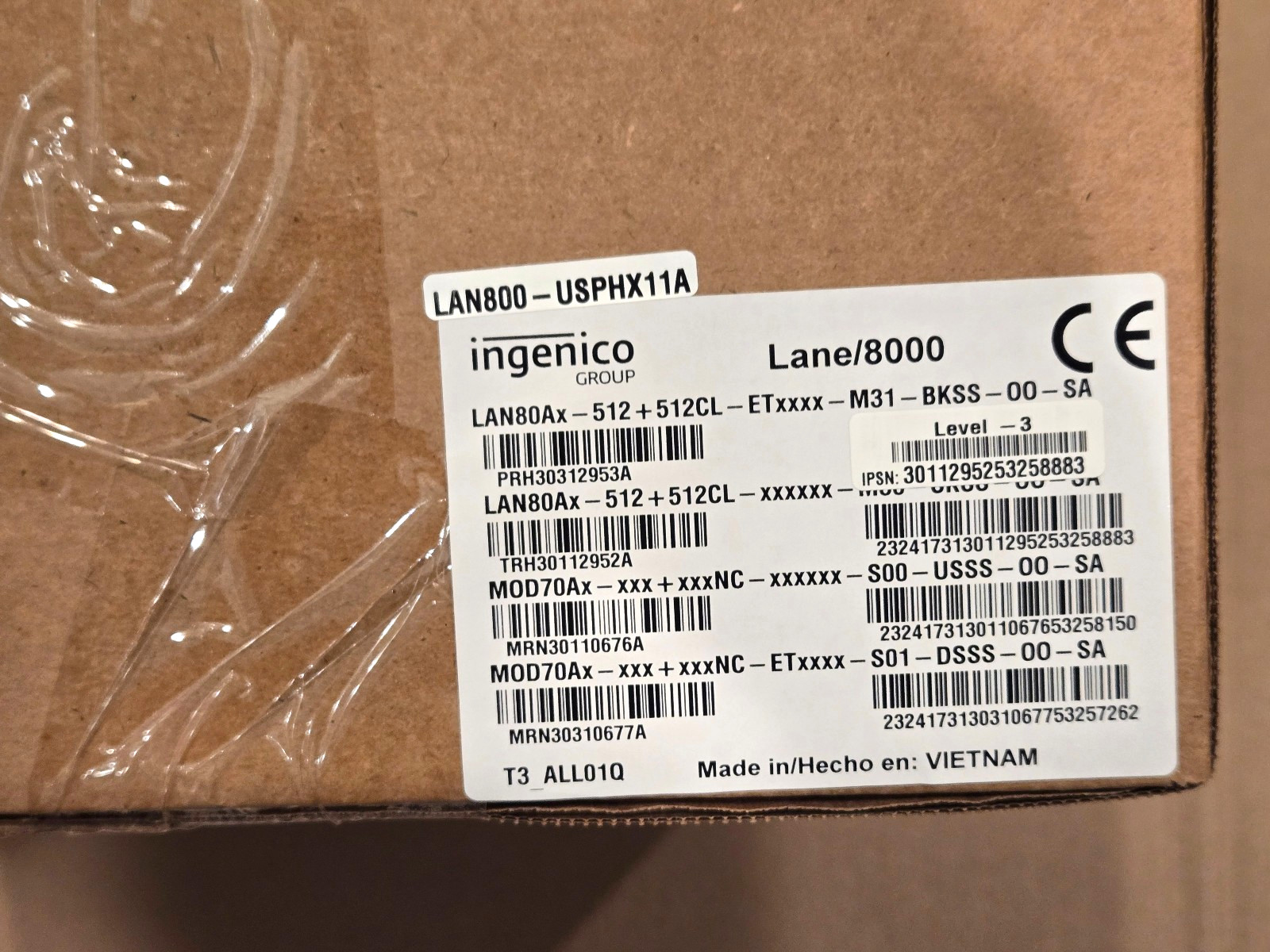 Ingenico Lane 8000 PRH30312953A Payment Terminal LAN800 – New Sealed