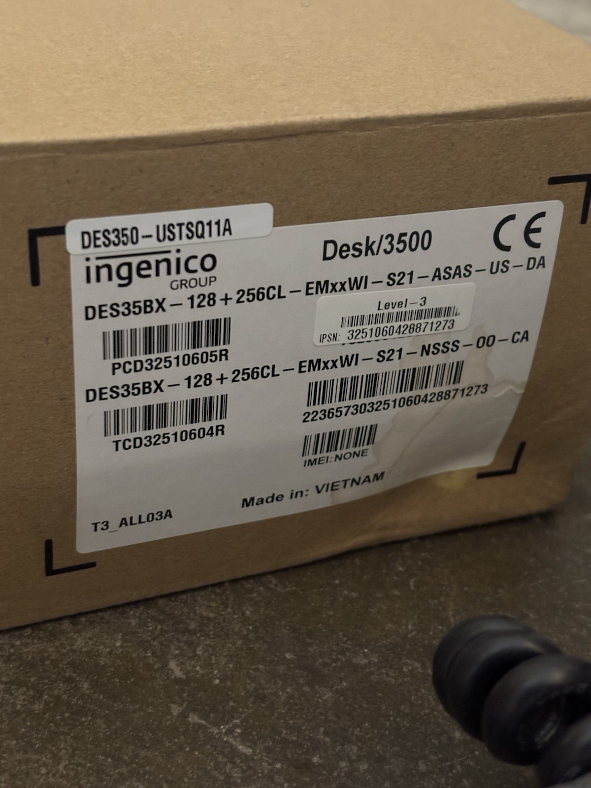 Ingenico Desk 3500 Series Card, Chip Reader Eth/Mod/WiFi DES35BB **PARTS**