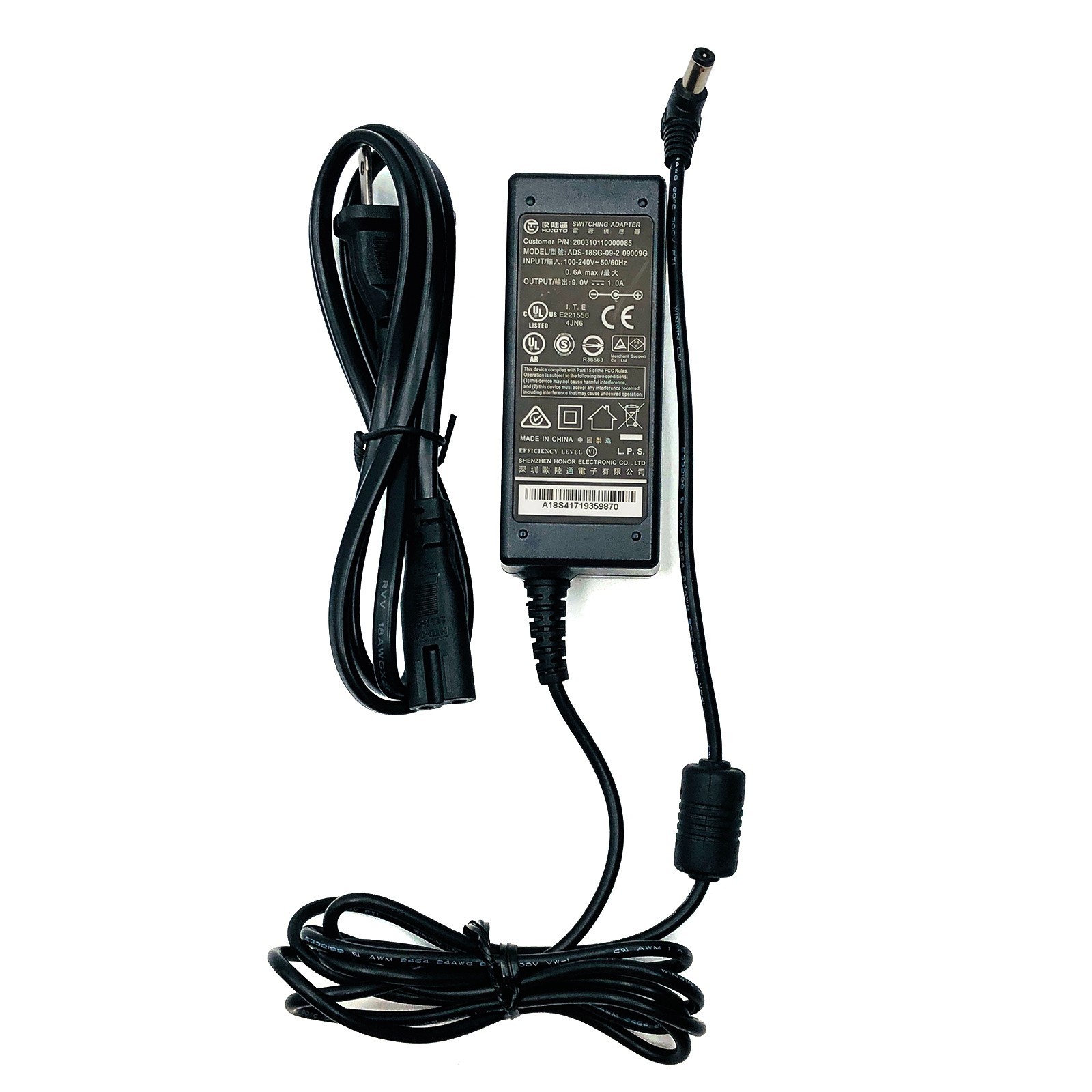 Genuine Hoioto ADS-18SG-09-2 09009G AC/DC Power Supply Adapter 9V 1A 9W Charger