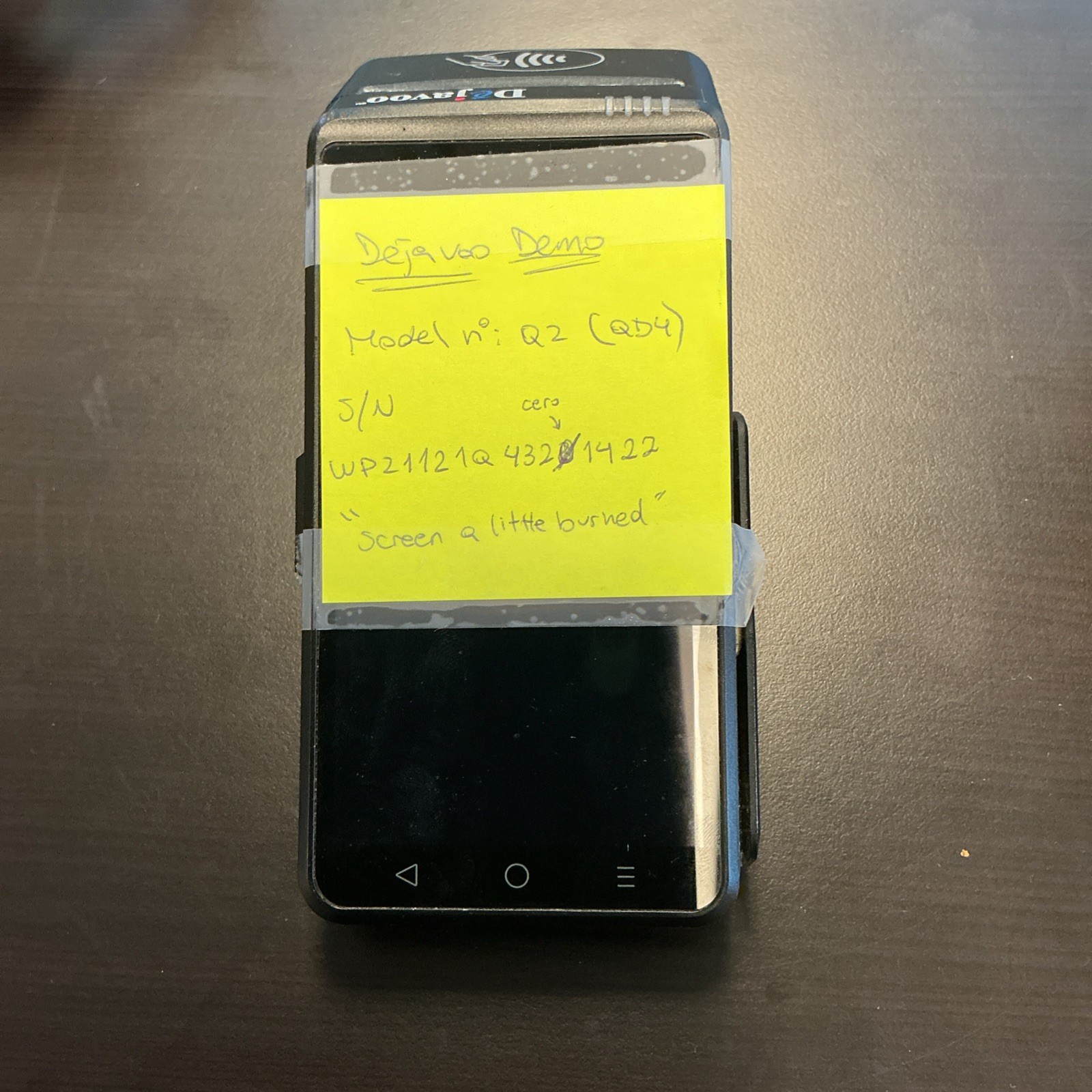 Dejavoo Q2 Mobile Payment Terminal Demo Unit – Damaged Screen