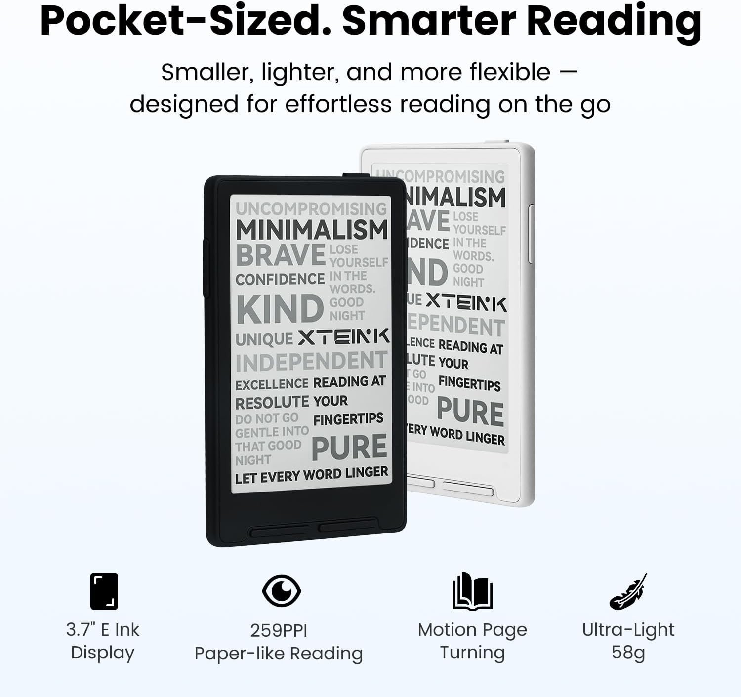3.7″ Lightweight E-Ink eReader for Seamless Reading | 16GB Built-In, Expandable