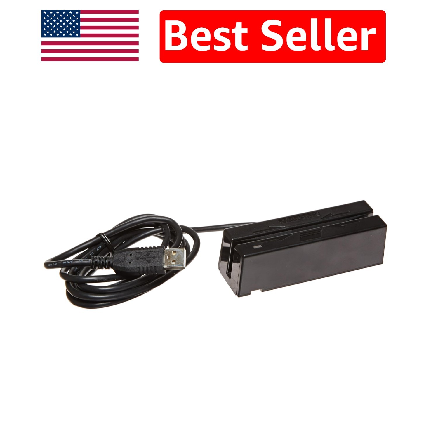 Black Dual-Head Magnetic Stripe Reader with LED Status – Perfect for Retail