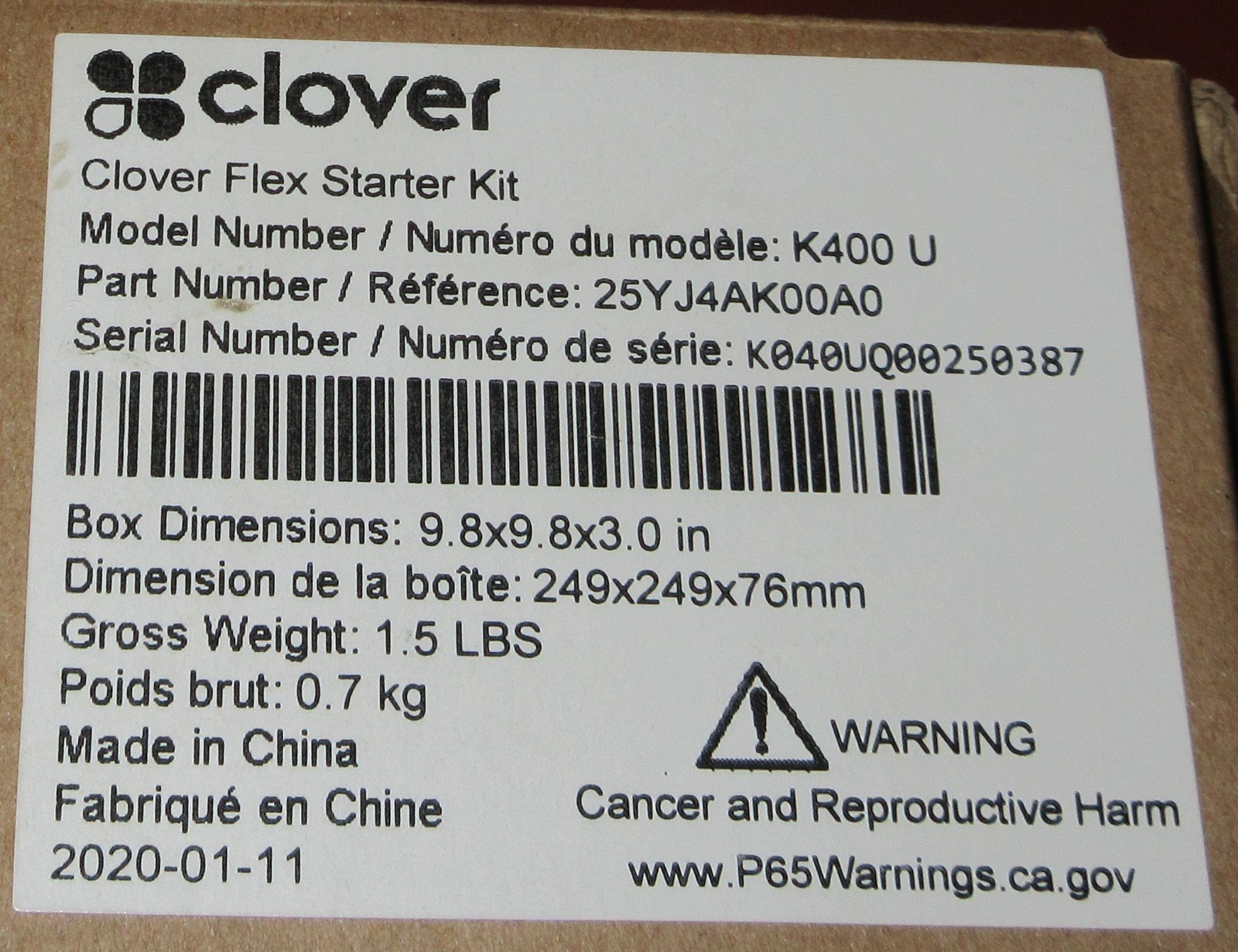 New Clover Flex Starter Kit Model K400 U Credit Card Terminal