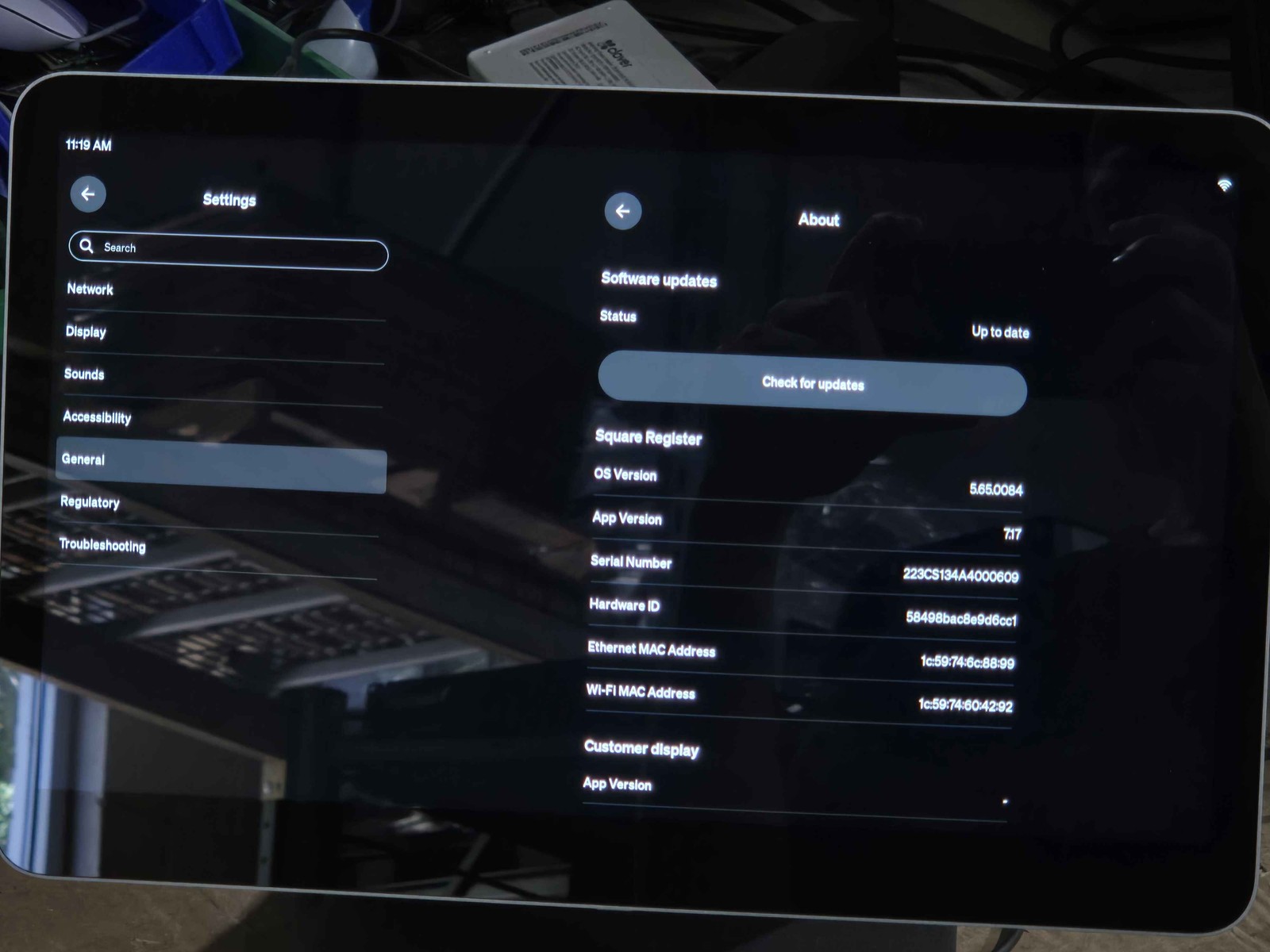 Square Register POS System Terminal Main Display Model SPS1-01