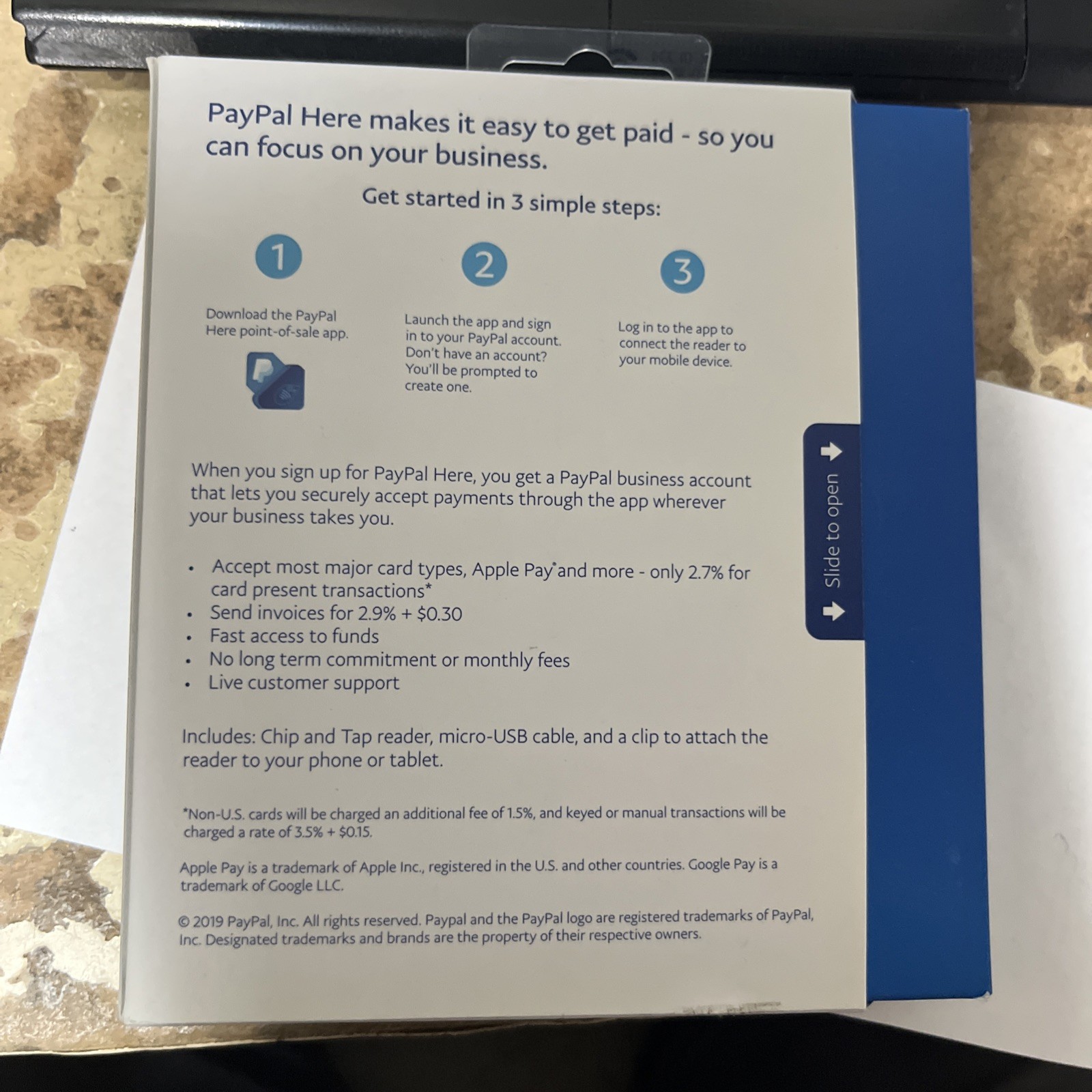 NEW PayPal HERE Chip and Tap Credit/Debit Card Reader / Card Scanner PCTUSDCRT