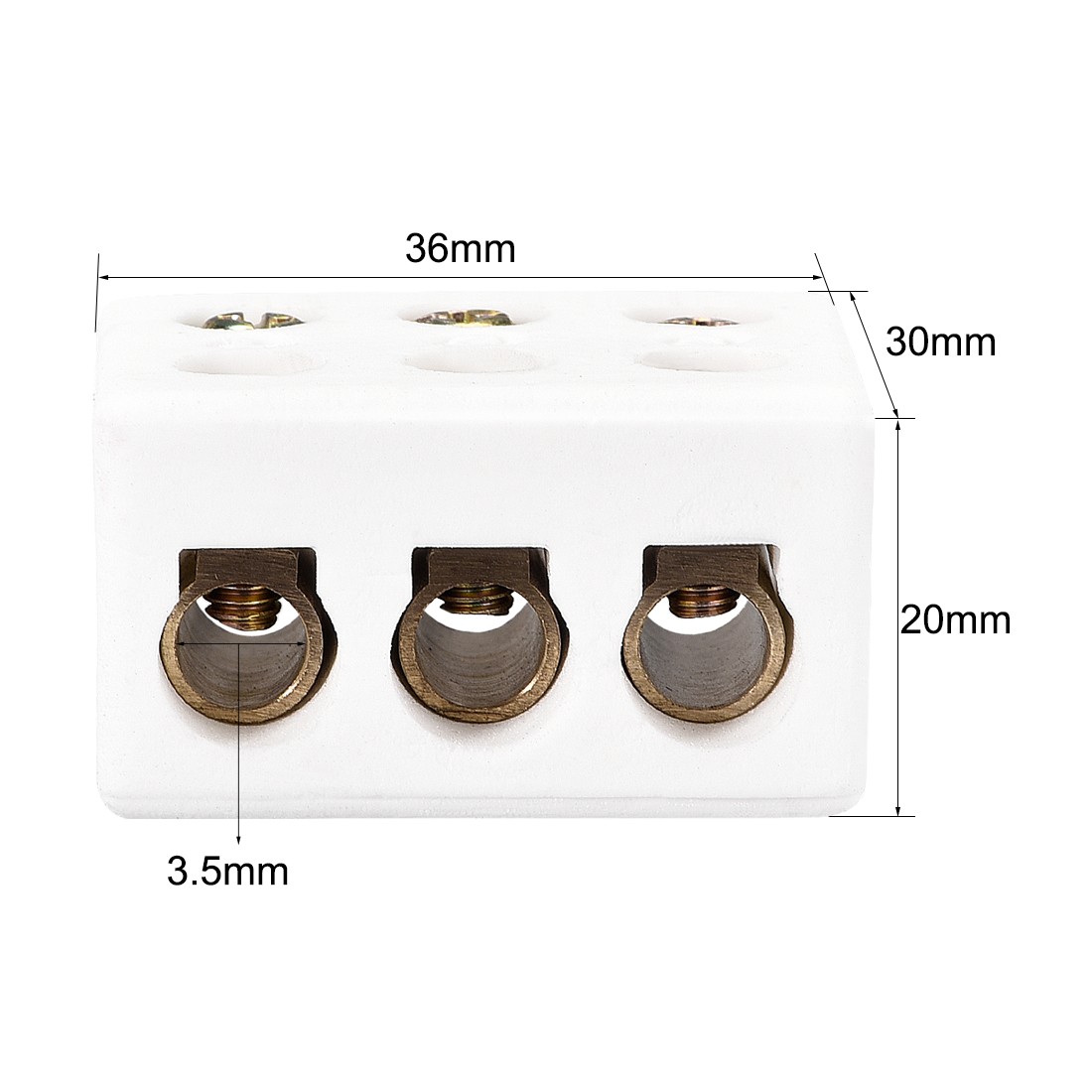 3 Way Ceramics Terminal Blocks High Temp Porcelain Ceramic 36x30x20mm 2 Pcs