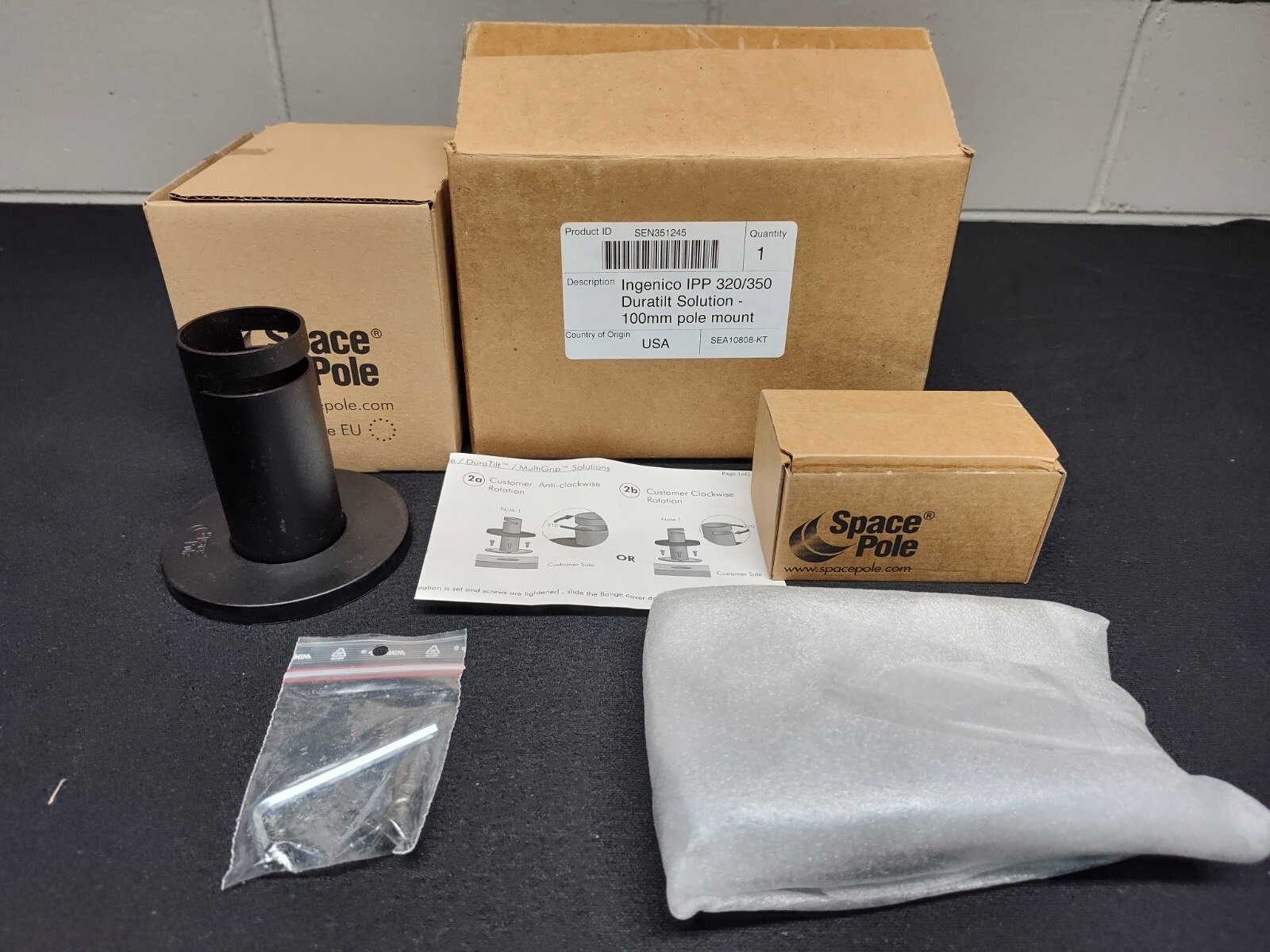 SpacePole SEADTP171-02 SP2 DuraTilt w/ 100mm Pole Mount for Ingenico IPP 320/350