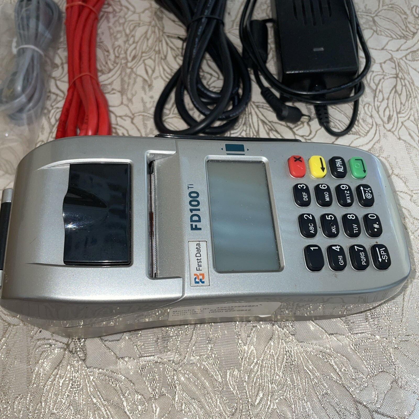 First Data FD100ti Gray/Black Durable Fast Thermal Printer Credit Card Terminal