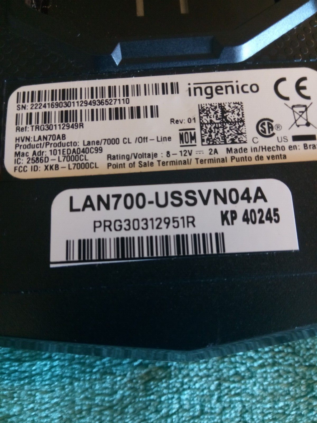 INGENICO LANE/7000 PRG30312951R CREDIT CARD TERMINALS