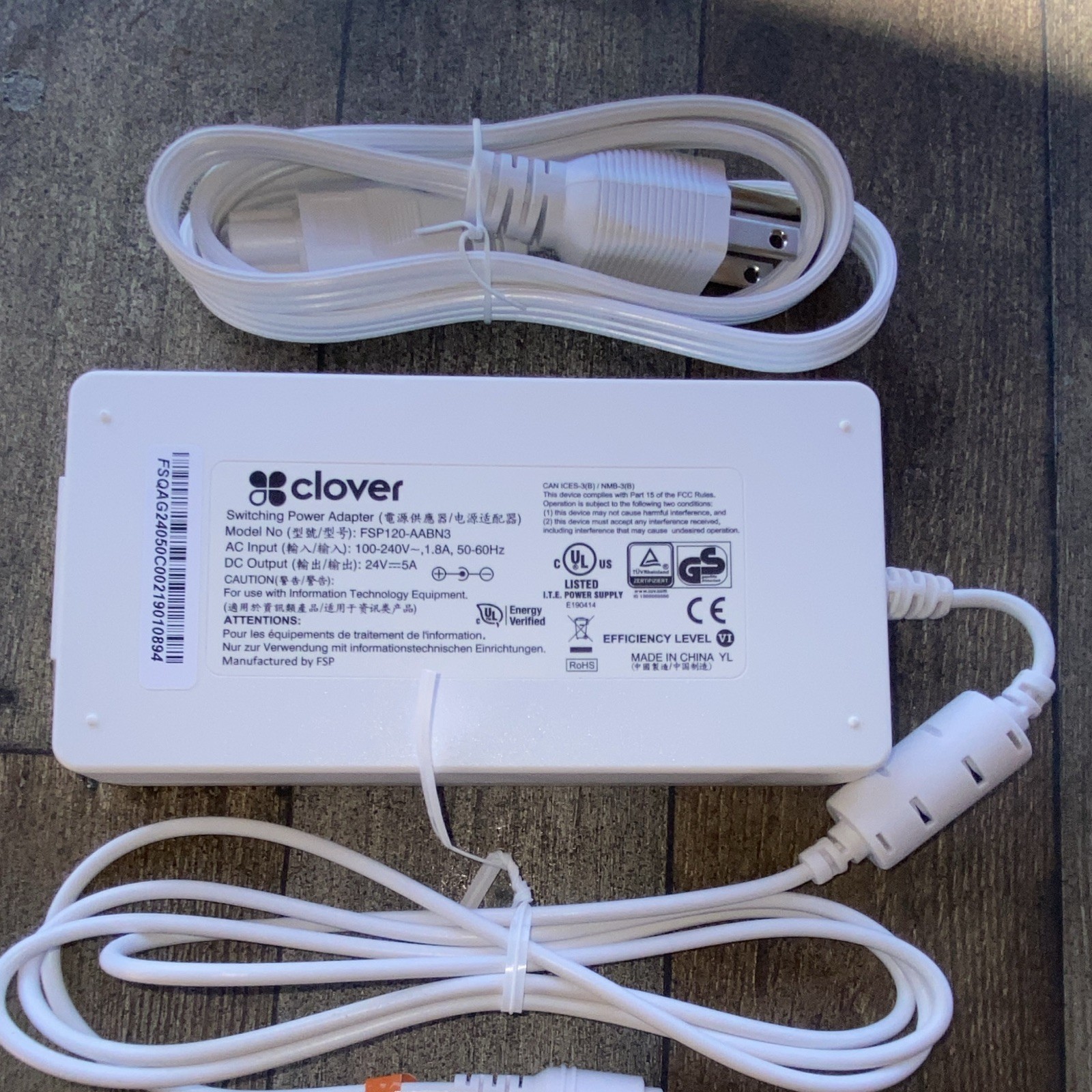Clover FSP120-AABN3 Switching Power Adapter 24V Wired for Clover Station