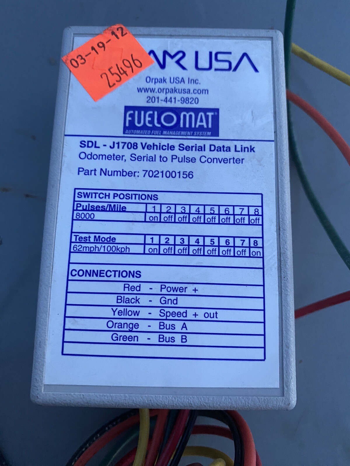 (PM) Orpak USA SDL-J1708 Vehicle Serial Data Link 702100156
