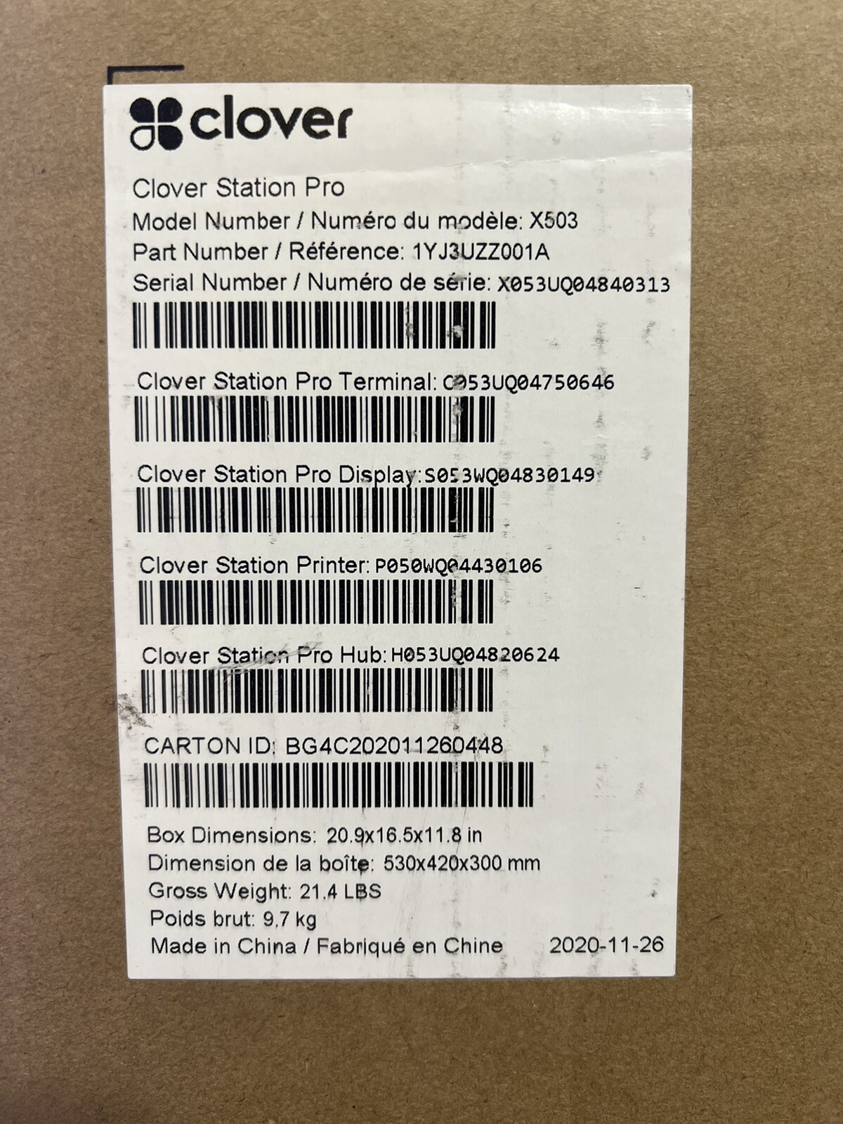 NEW Clover Station Pro X503 POS Hardware Set – Printer Terminal Hub – AS-IS