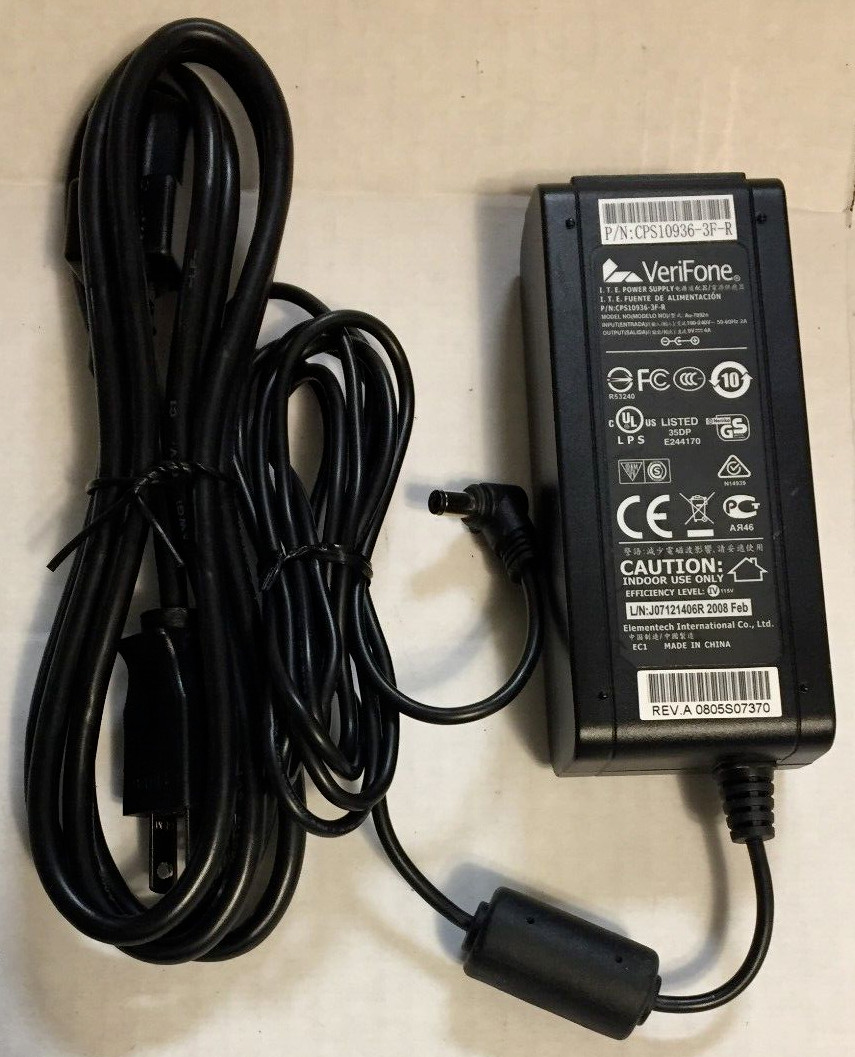 VeriFone VX570 Power Supply Cable Adapter with Cord CPS10936-3F-R AU-7992N