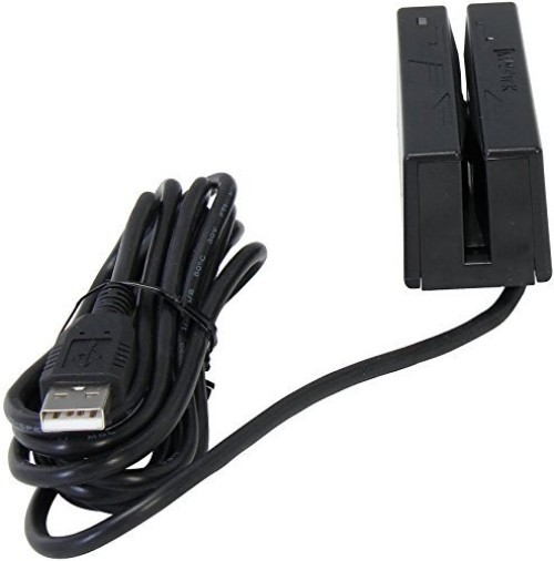 Black Dual-Head Magnetic Stripe Reader with LED Status – Perfect for Retail