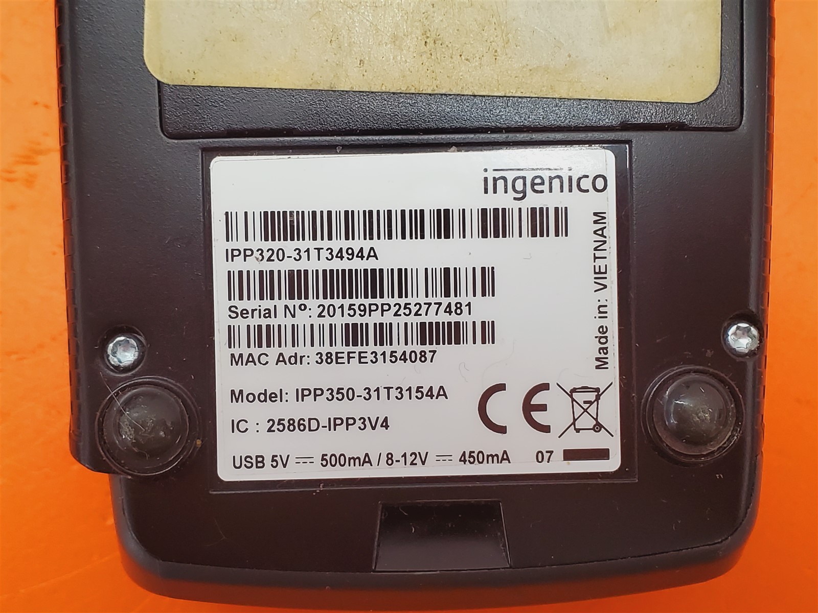 ⭐️⭐️⭐️⭐️⭐️ Ingenico IPP320 USB Credit Card Reader Pin Pad Terminal w/ Adapter