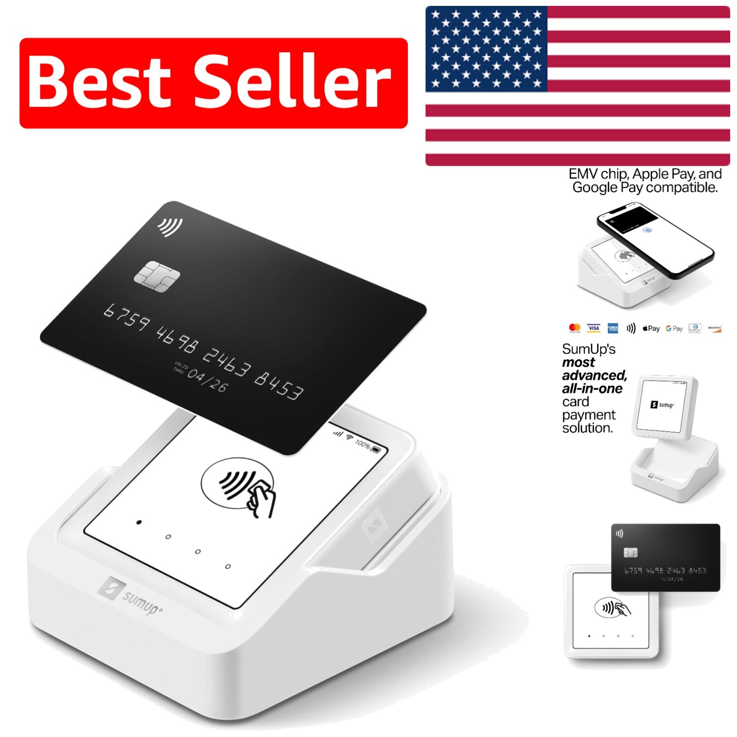 Solo Touch-Screen Payment Card Reader with Charging Station & Free Mobile Data