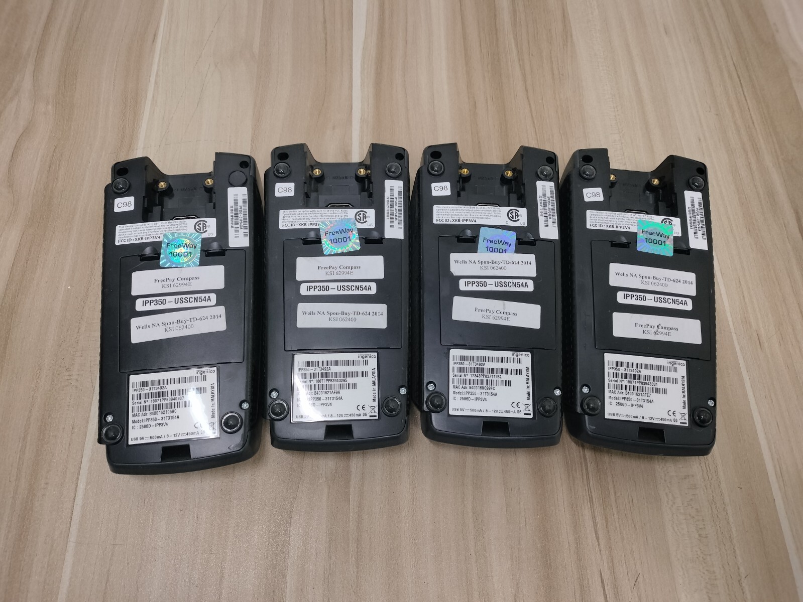 (LOT OF 4) Ingenico IPP350 Credit Card Terminal *NO USB CABLE*SOLD AS-IS*
