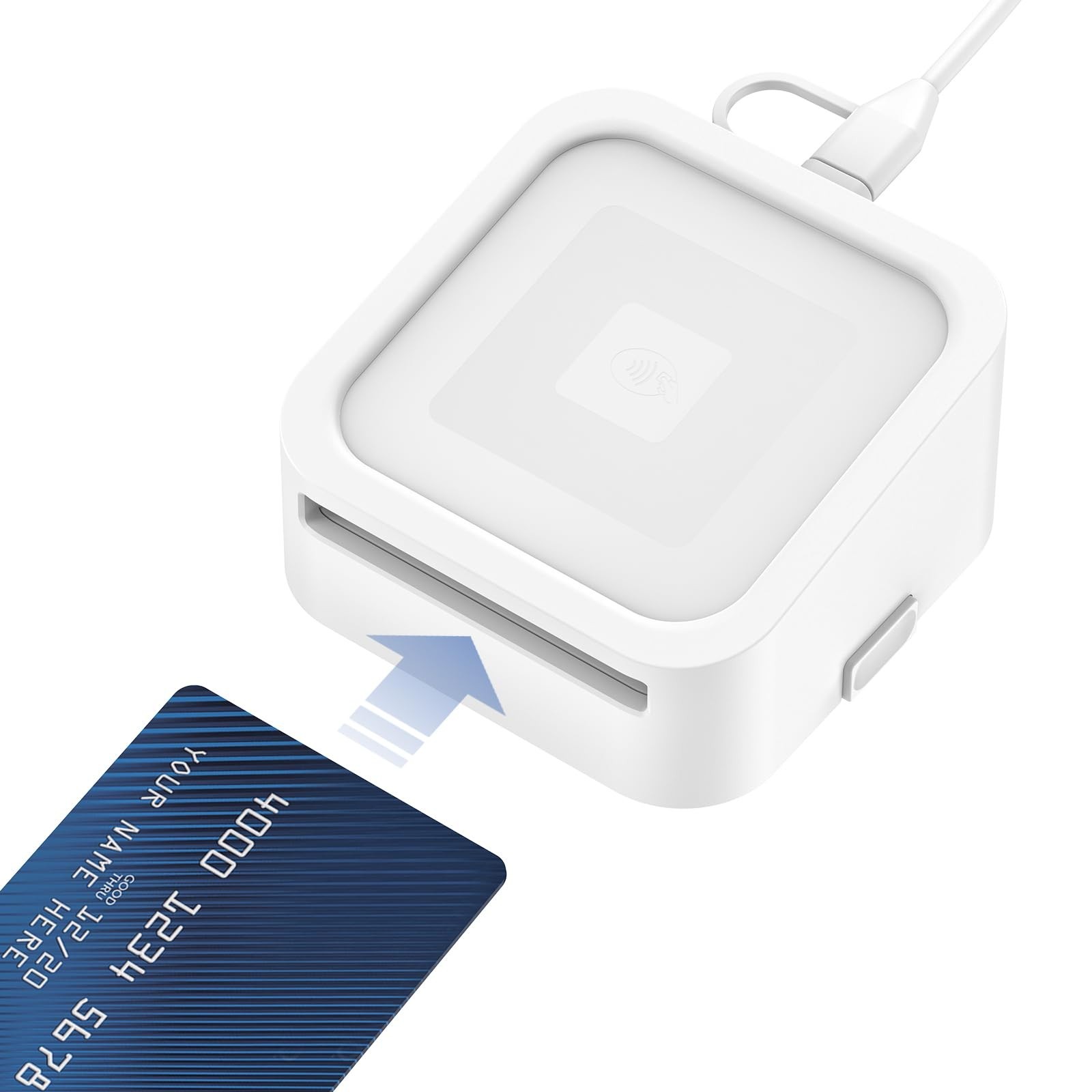 Compact Credit Card Dock for Square Reader 1st/2nd, Anti-Sleep Button, Charger I