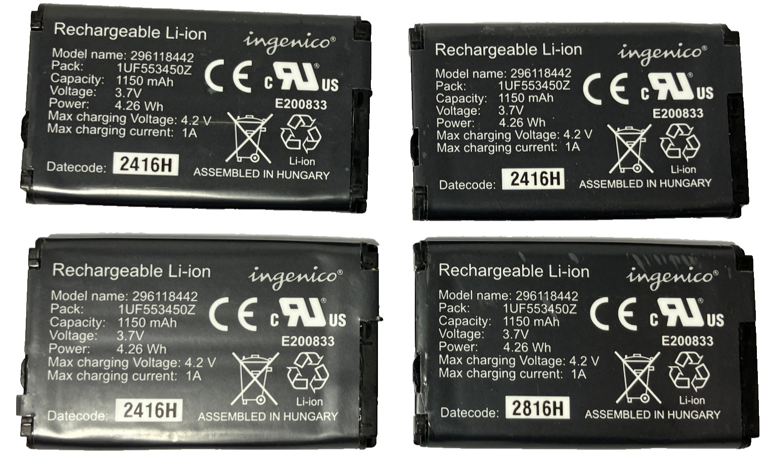 Lot of 4 Battery for Ingenico iPP350 USB Credit Card Terminal Reader Keypad