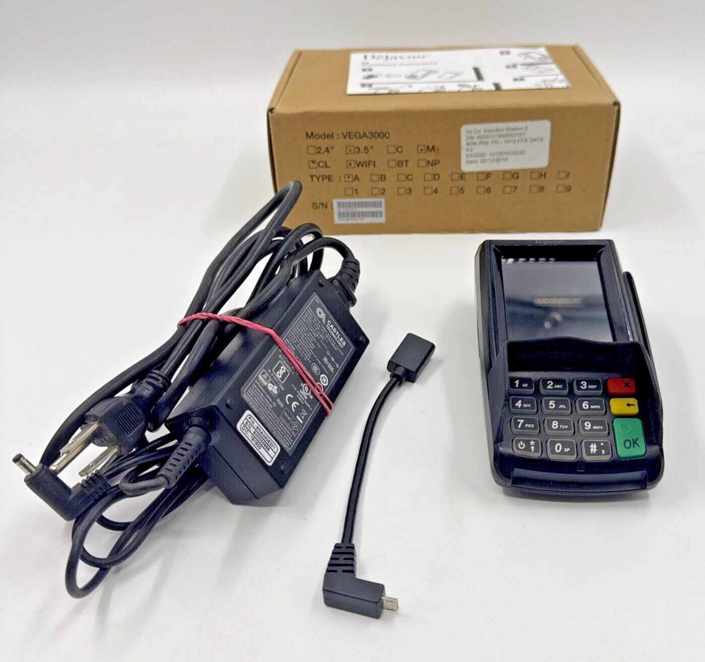 Dejavoo Z9 VEGA3000 3.5″ LCD POS Credit Card Terminal / Tested / w-power cord