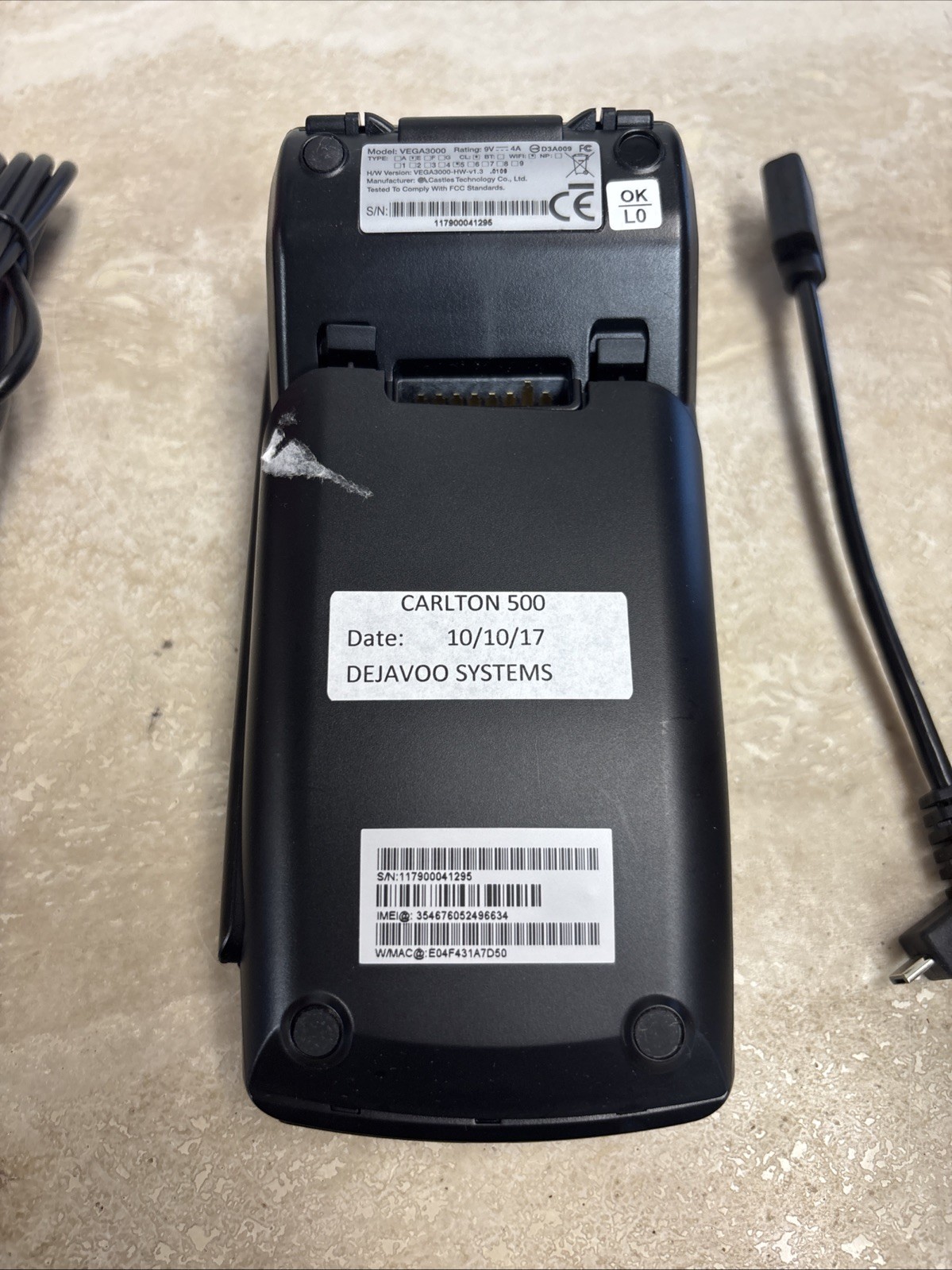 Dejavoo Z9 VEGA3000 ~ WiFi / 4G Credit Card Payment Terminal with Power Supply