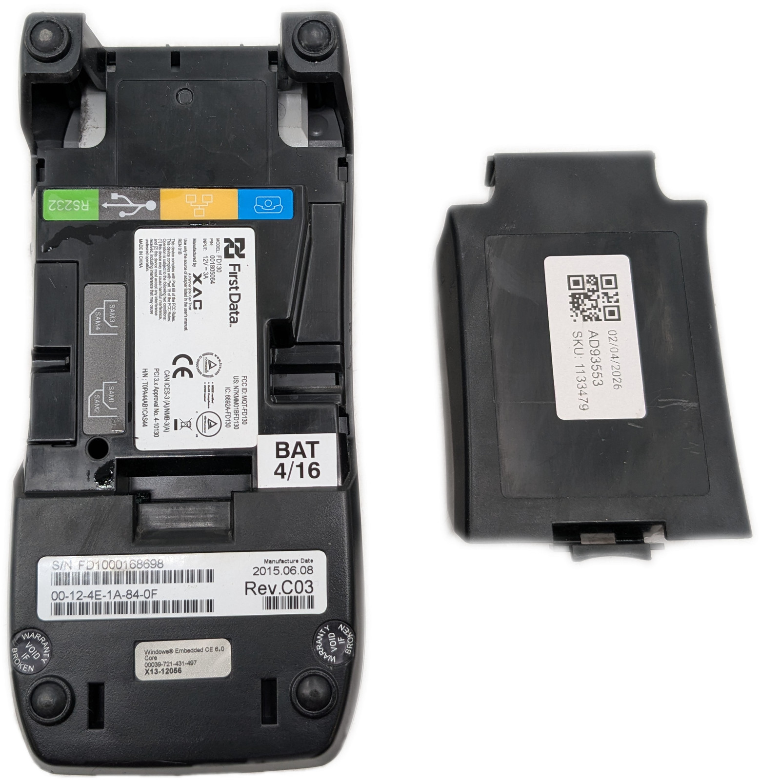 First Data FD100 FD130 Wired Printing Credit Card Terminal Reader